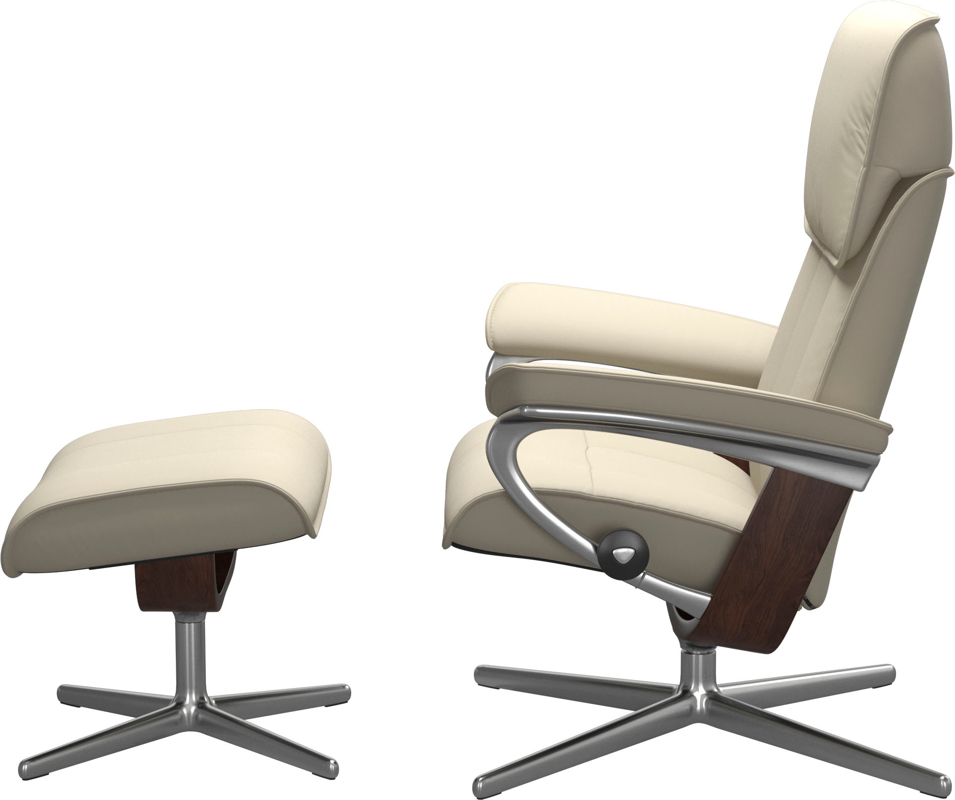 Stressless® Relaxsessel »Admiral« Set, Relaxsessel inkl. Hocker,  mit Cross Base, Größe M & L, Holzakzent Braun
