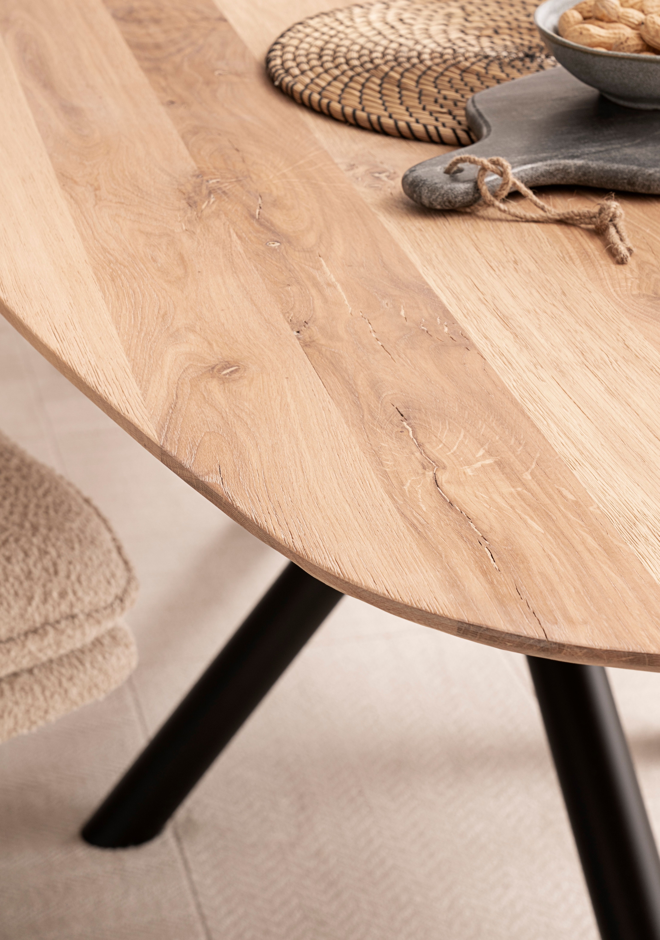 Home affaire Esstisch »Vermont«, (2 St.), aus massiver Eiche mit robustem Metallgestell