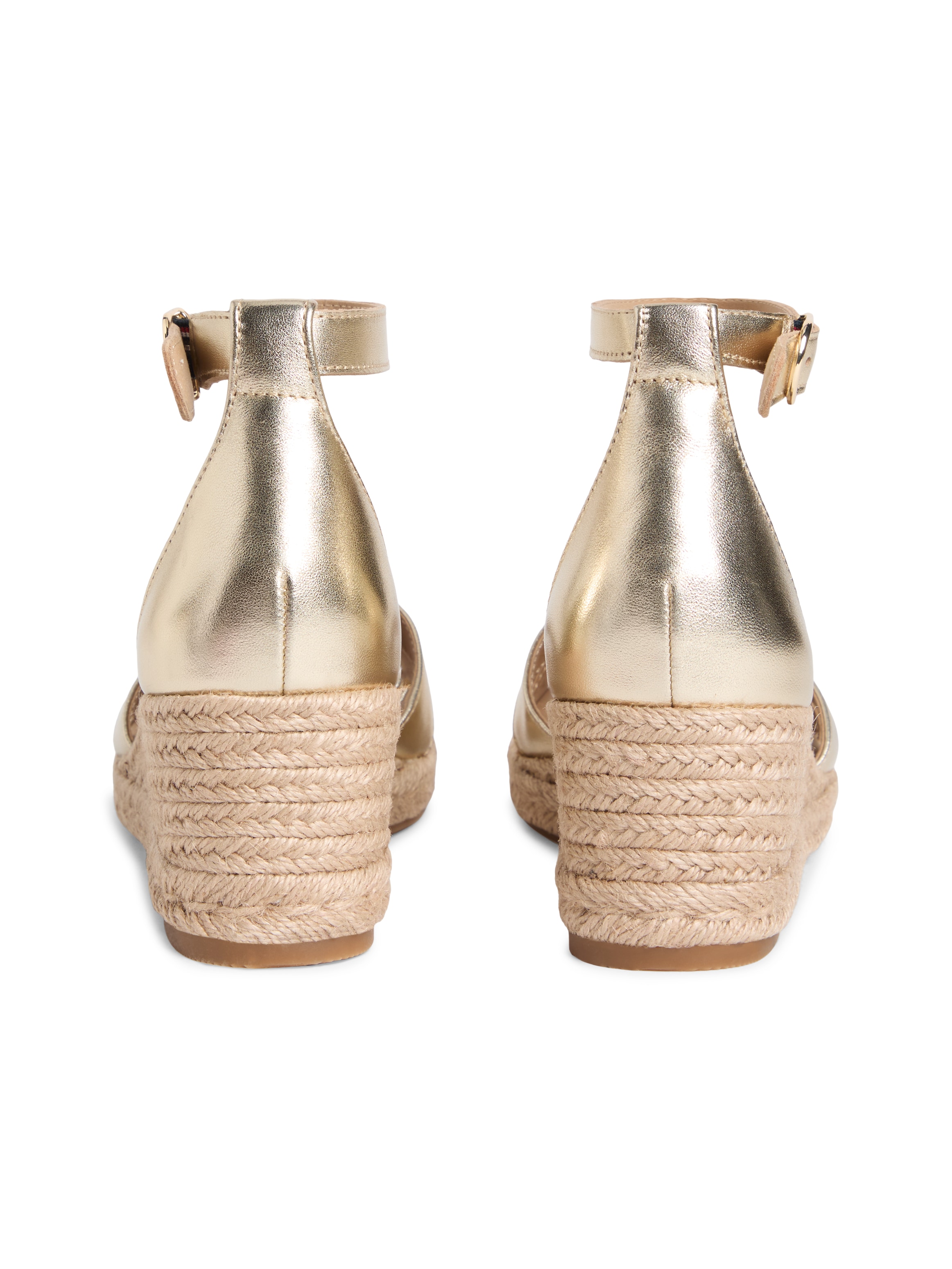 Tommy Hilfiger Keilsandalette »MID WEDGE ESPAD X CROSS GOLD«  Sommerschuh, Riemchensandale mit modischer Kreuzbandage - schmale Form