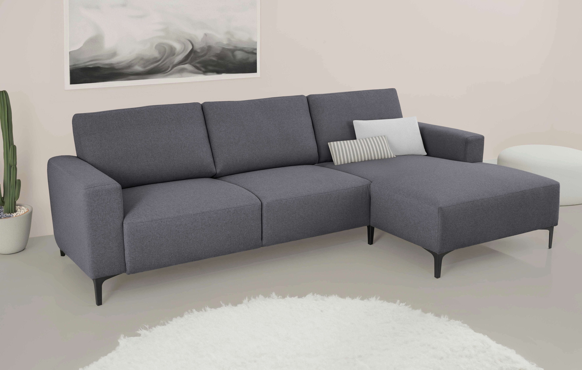 Home affaire Ecksofa »Tournon, L-Form, Breite 262 cm, Webstoff, Chenille«, Designsofa im nordischen Stil, Wellenunterfederung, Metallfüße