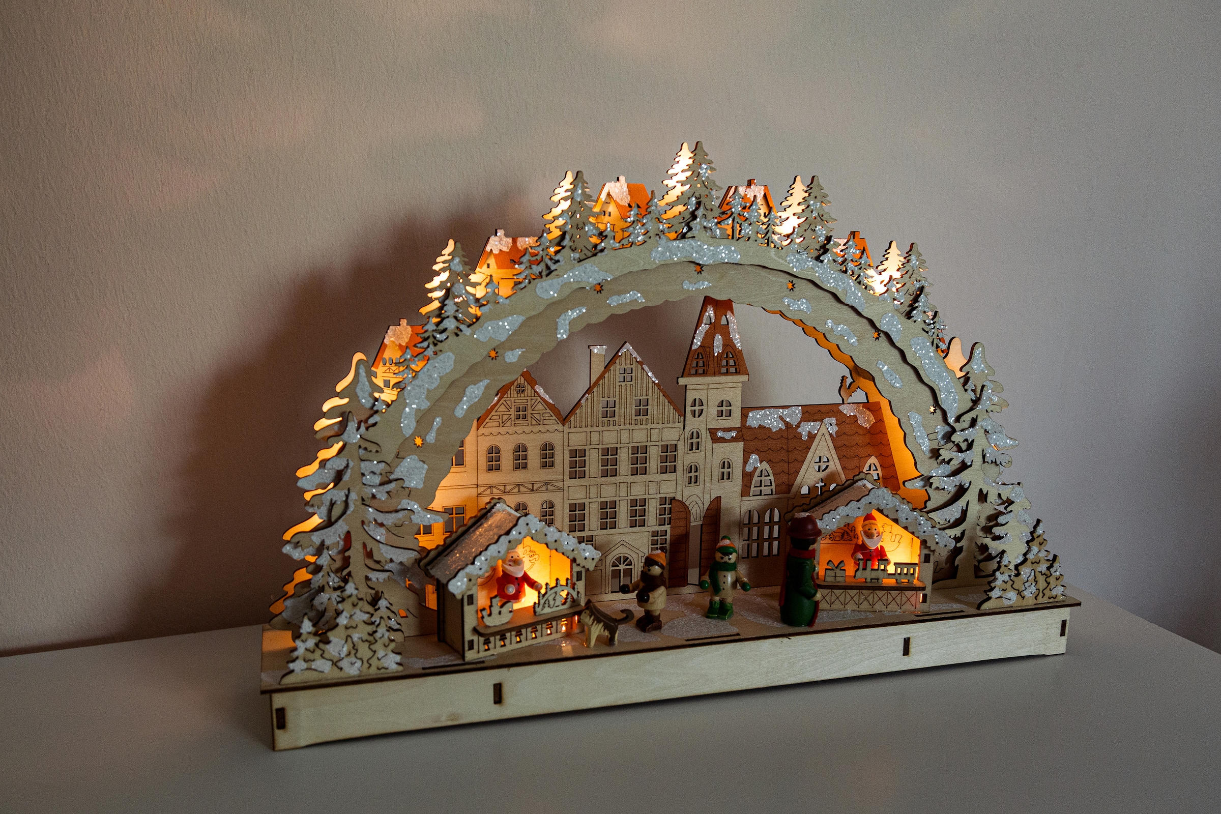 Myflair Möbel & Accessoires LED Schwibbogen »Weihnachtsdeko«, aus Holz, mit LED Beleuchtung, Höhe ca. 28 cm