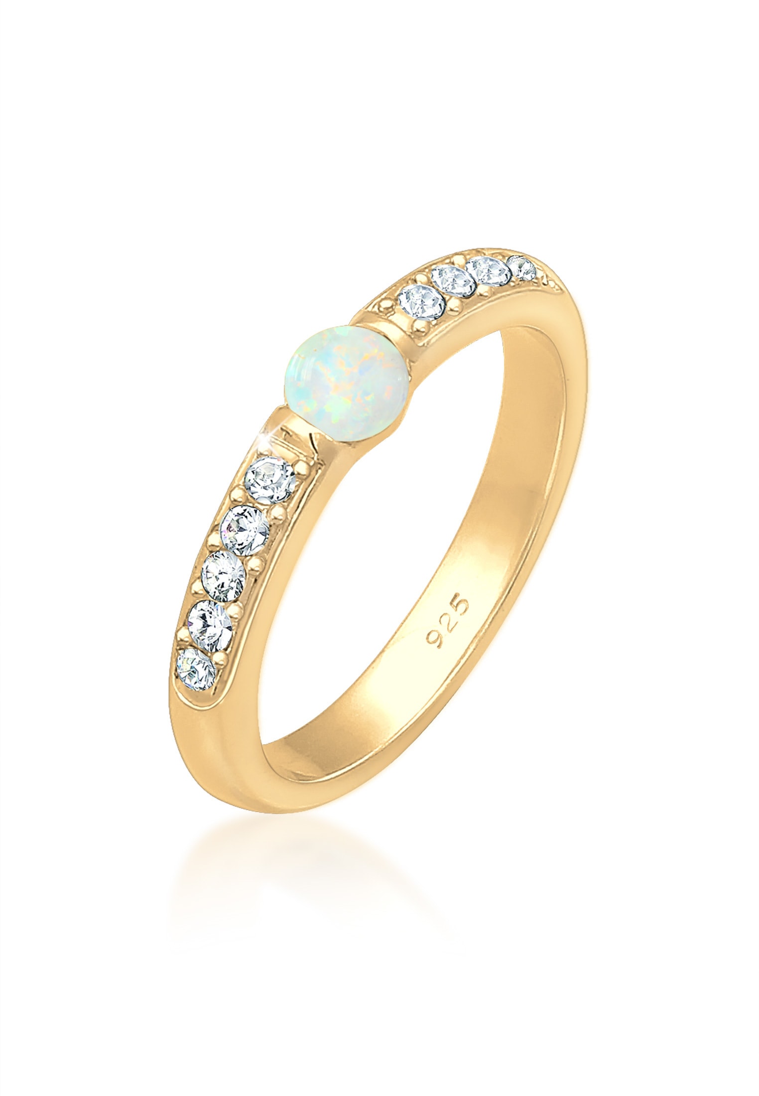 Elli Premium Verlobungsring »Ring Glas Kristalle Synthetischer Opal 925 Sterling Silber«