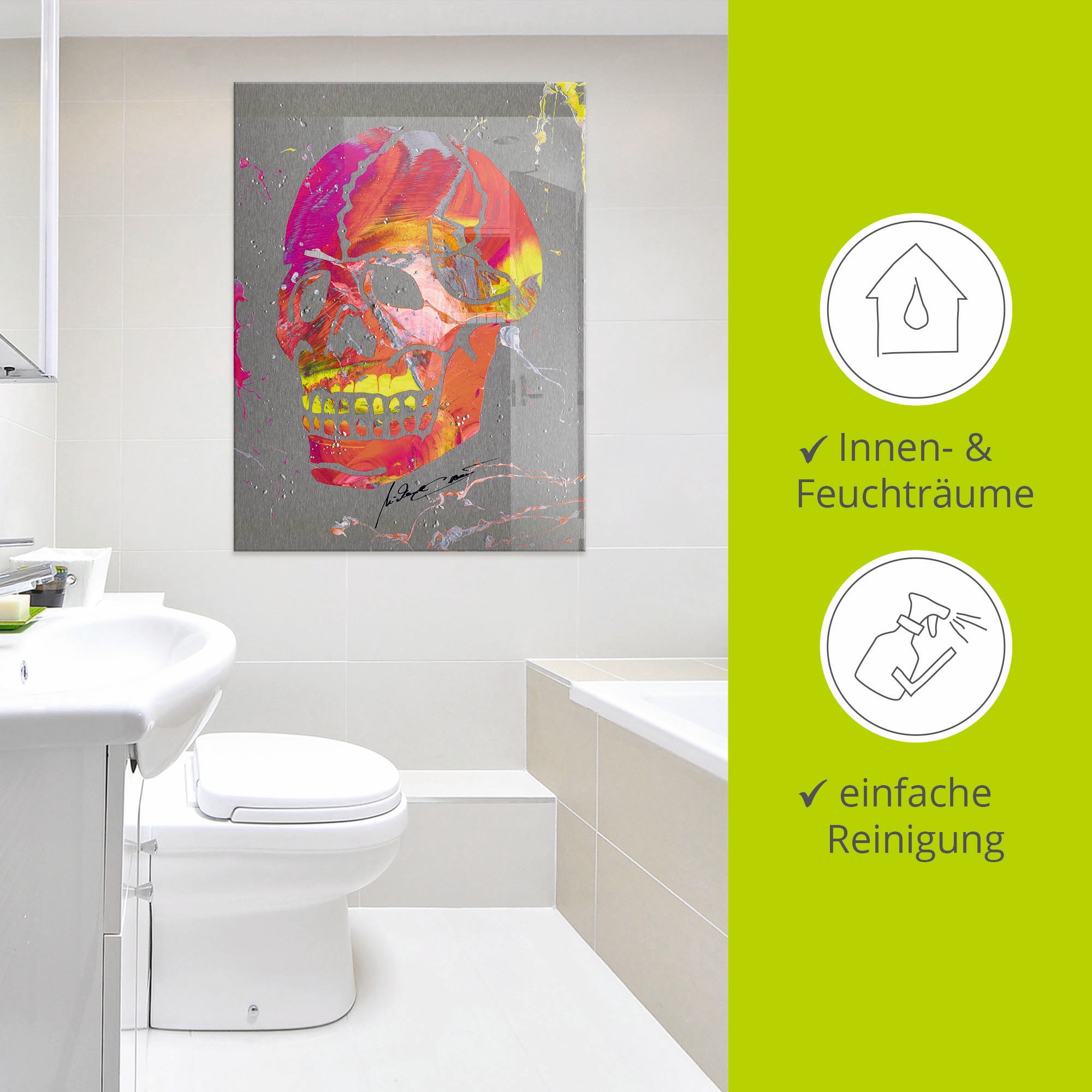 Artland Glasbild »Totenkopf 2«, Körper, (1 St.), in verschiedenen Größen