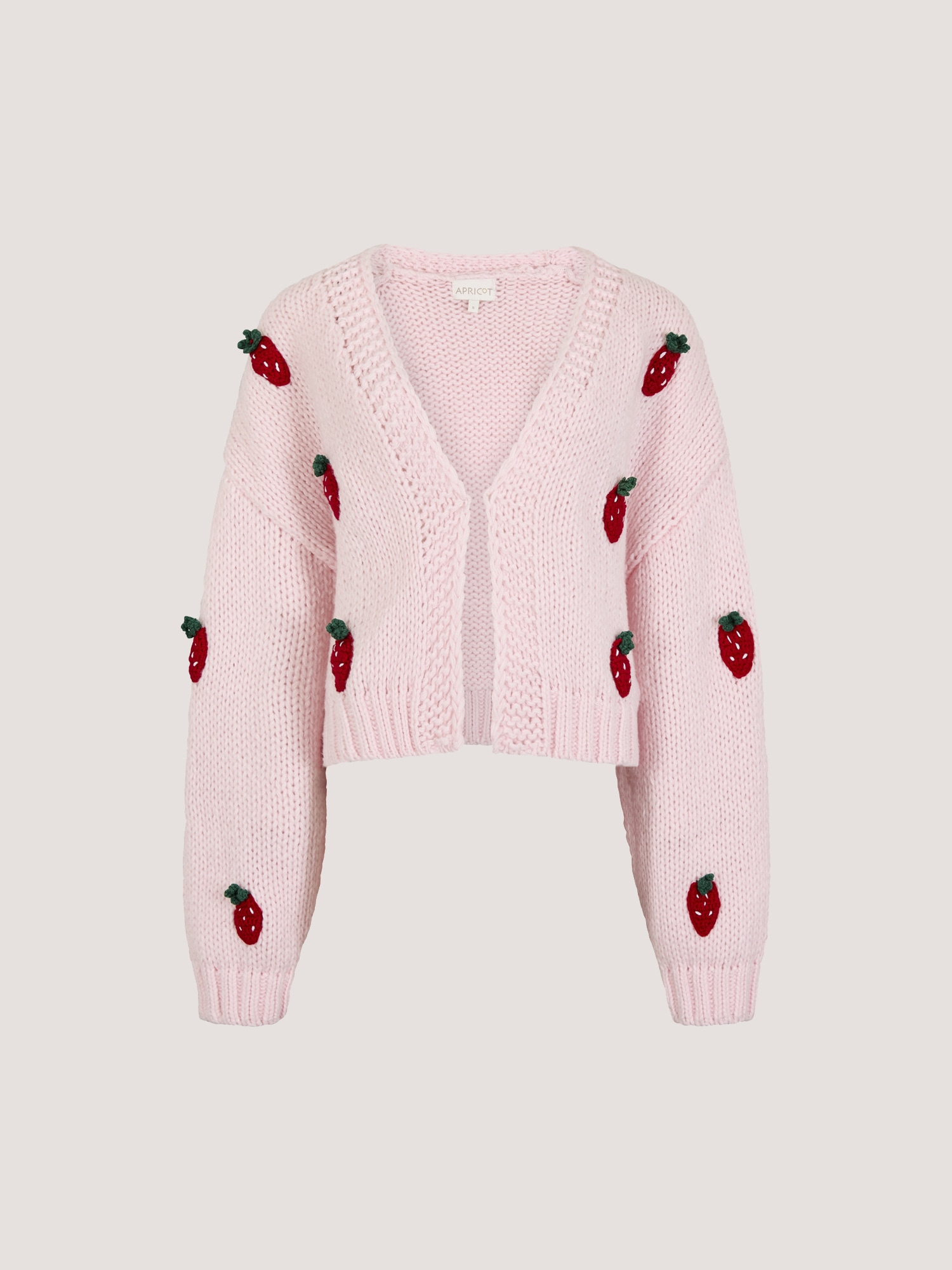 Apricot Cardigan »Grobe Strickjacke« mit Erdbeerstickerei