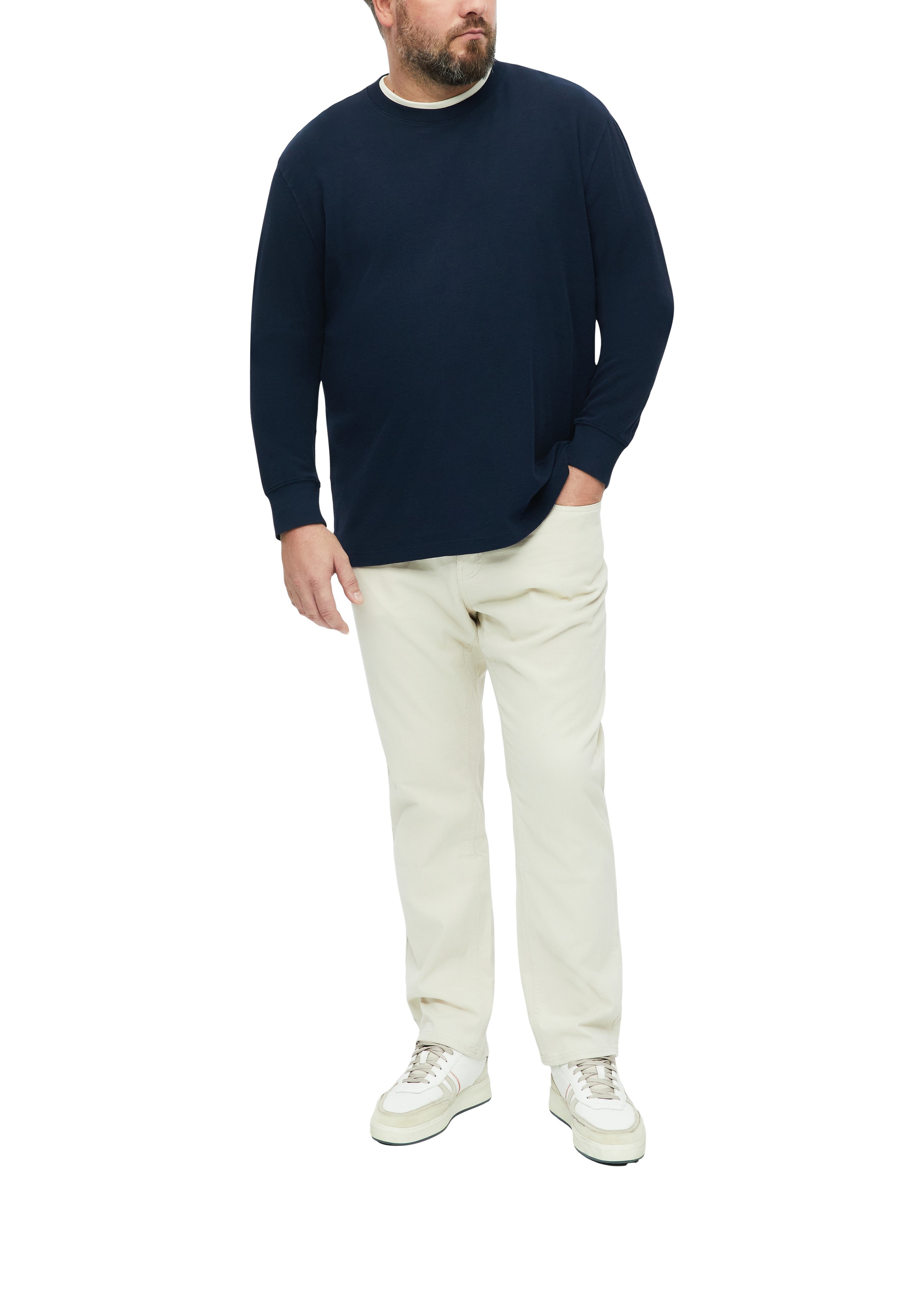 s.Oliver Men Big Sizes Langarmshirt Rippblende und gerippte Ärmelbündchen sorgen für einen guten Sitz