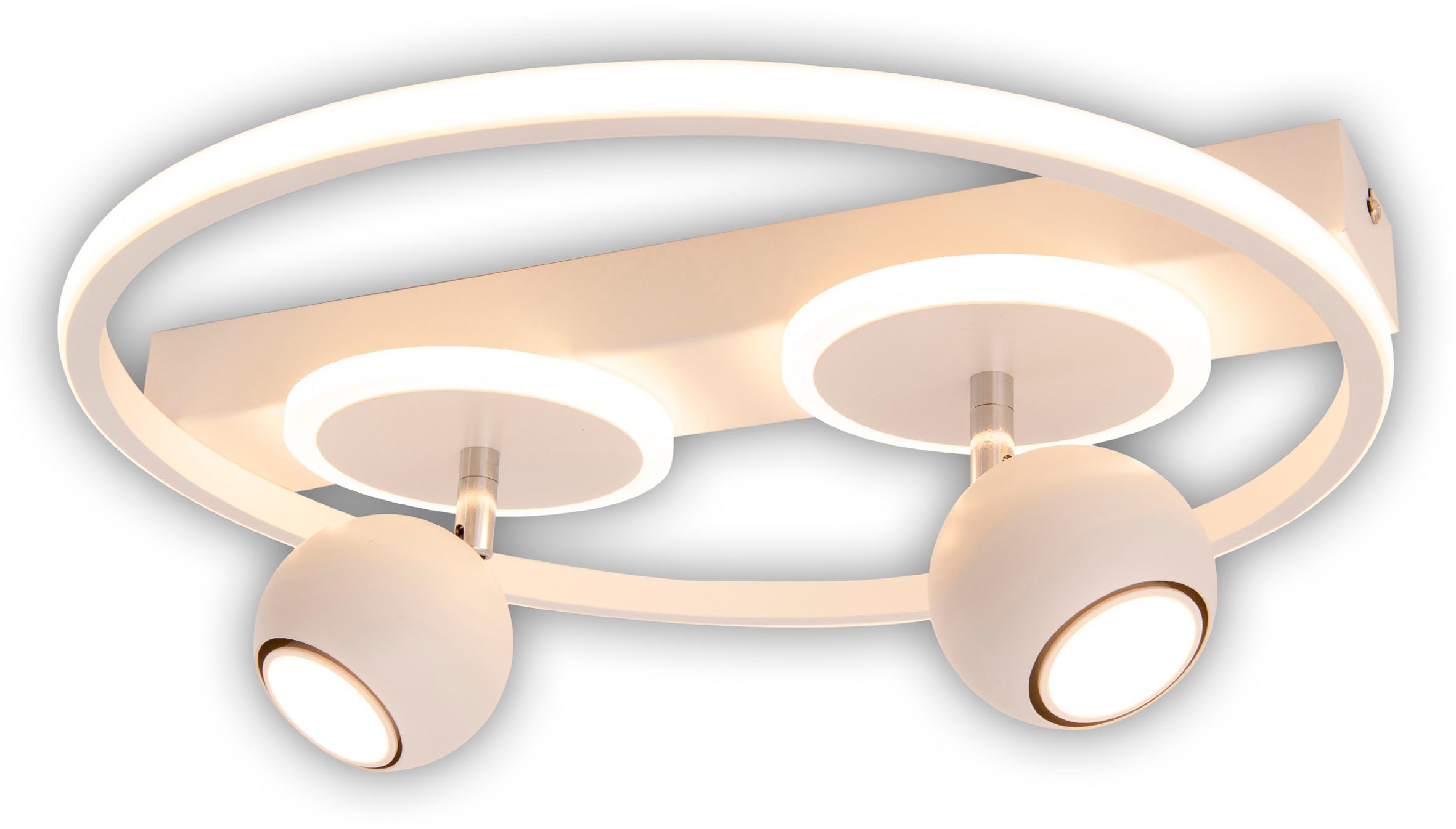 näve LED Deckenleuchte »"Ronda"«, 2 flammig, Leuchtmittel GU10 | Leuchtmittel wechselbar, mattweiß, 2 kugelförmige bewegliche Spots GU 10, LED Leuchtringe