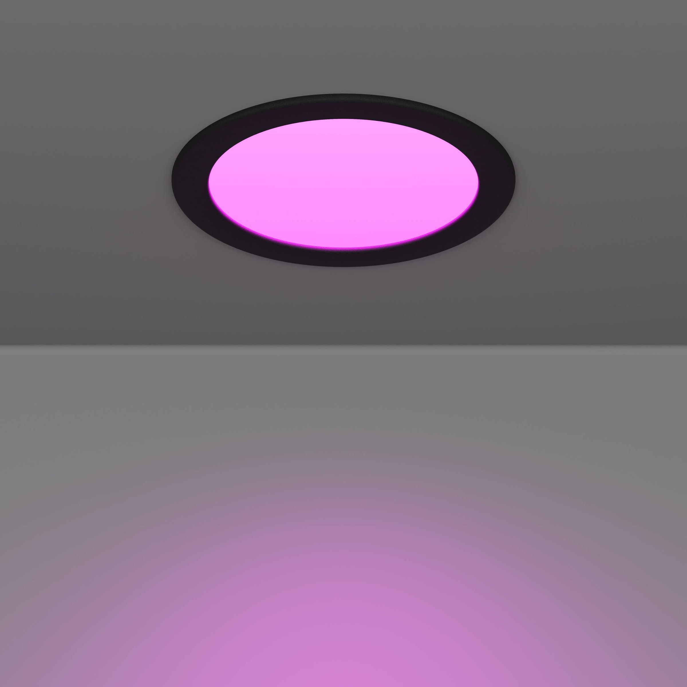 EGLO Einbauleuchte »Fueva 6-Z Deckenlampe, ZigBee, App und Sprachsteuerung, Badlampe, IP44« LED-Modul 1 Stk. Kaltweiß | RGB Einbauleuchte - Ø16,8 x ET40 cm - schwarz - 9,5W inkl.