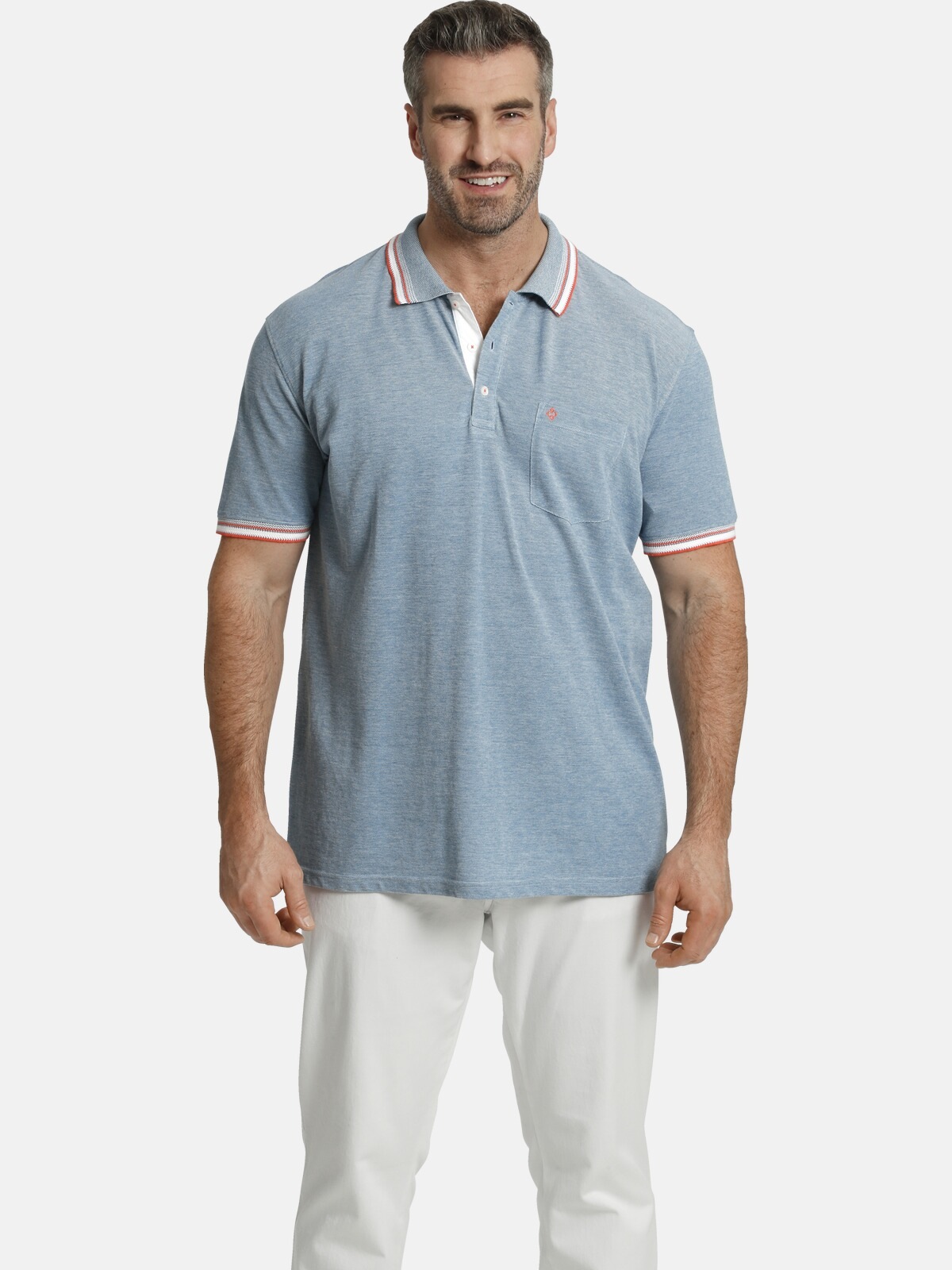 Charles Colby Poloshirt »EARL DORIAN«, zweifarbiges Baumwollpikee