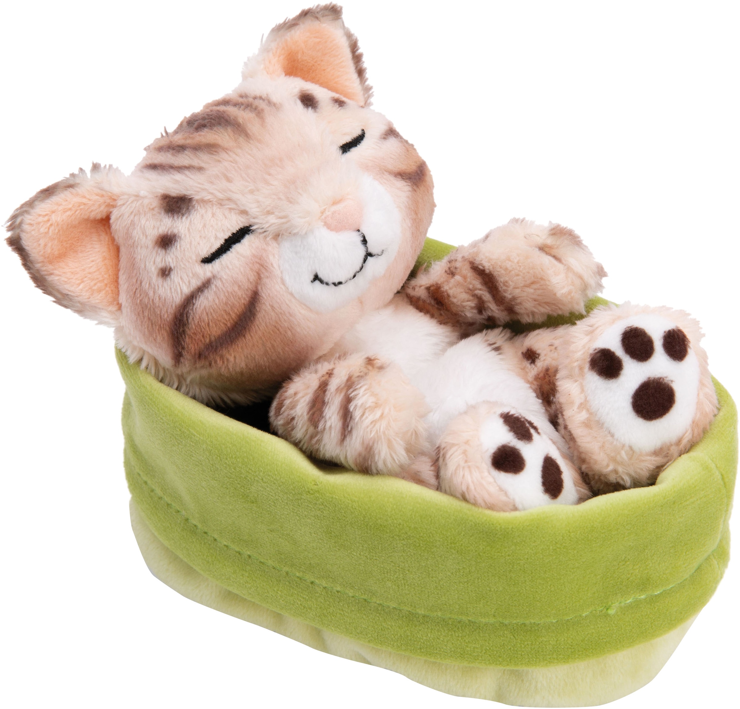 Nici Kuscheltier »Sleeping Pets, Katze Bengal, 12 cm« im Körbchen