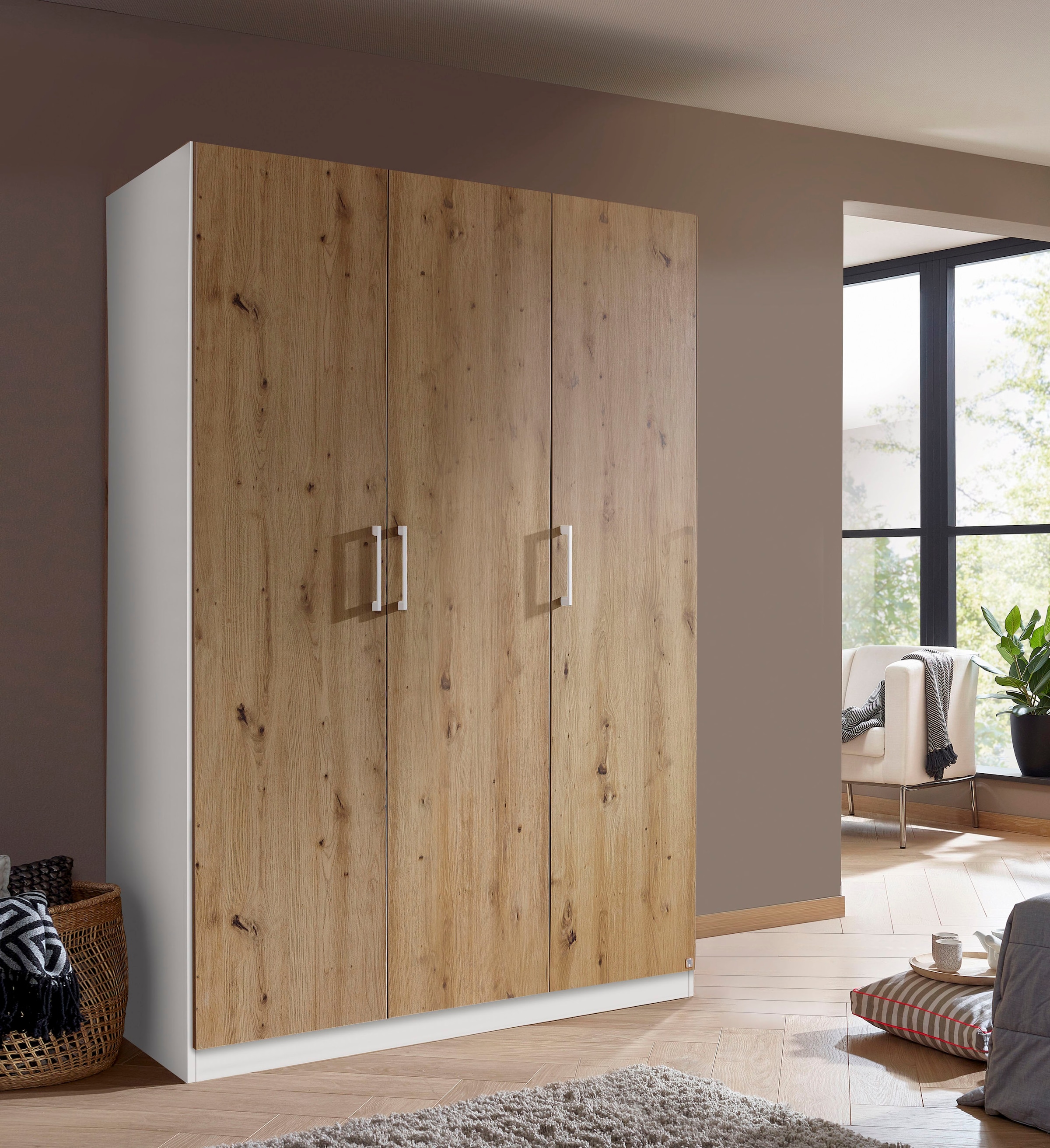 rauch Drehtürenschrank »Kleiderschrank Schrank Garderobe Wäscheschrank COSMO«, mit zusätzlichen Einlegeböden, Metallgriffe in Weiß MADE IN GERMANY
