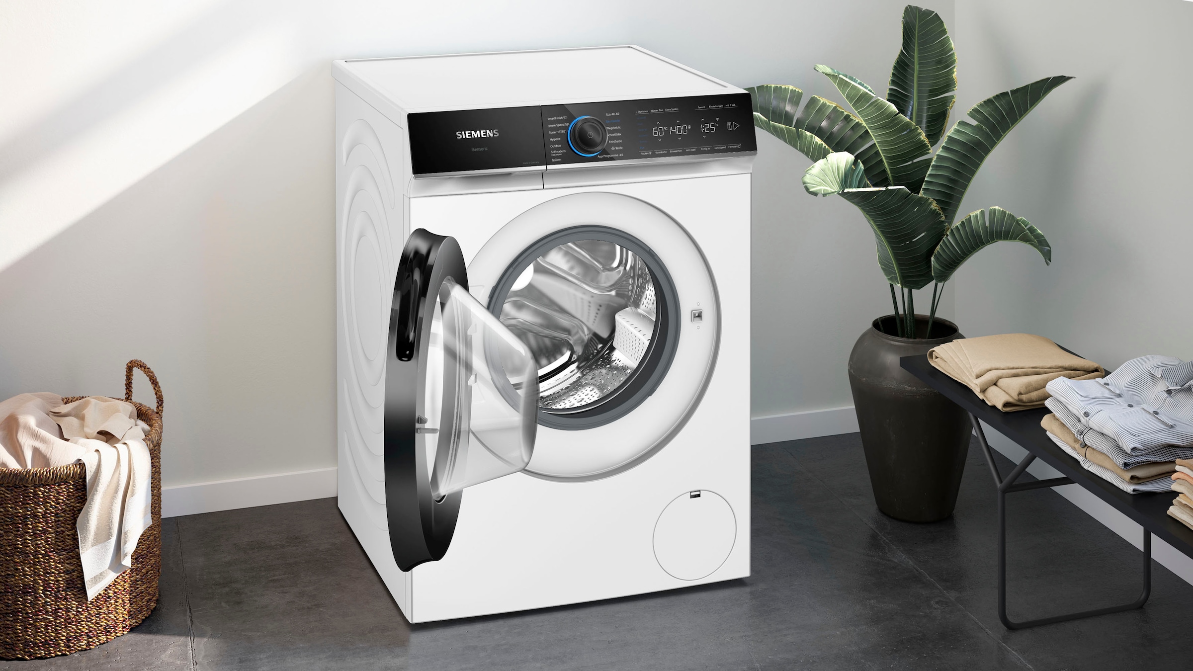 SIEMENS Waschmaschine »WG44B20Z0«, iQ700, WG44B20Z0, 9 kg, 1400 U/min, smartFinish – glättet dank Dampf sämtliche Knitterfalten