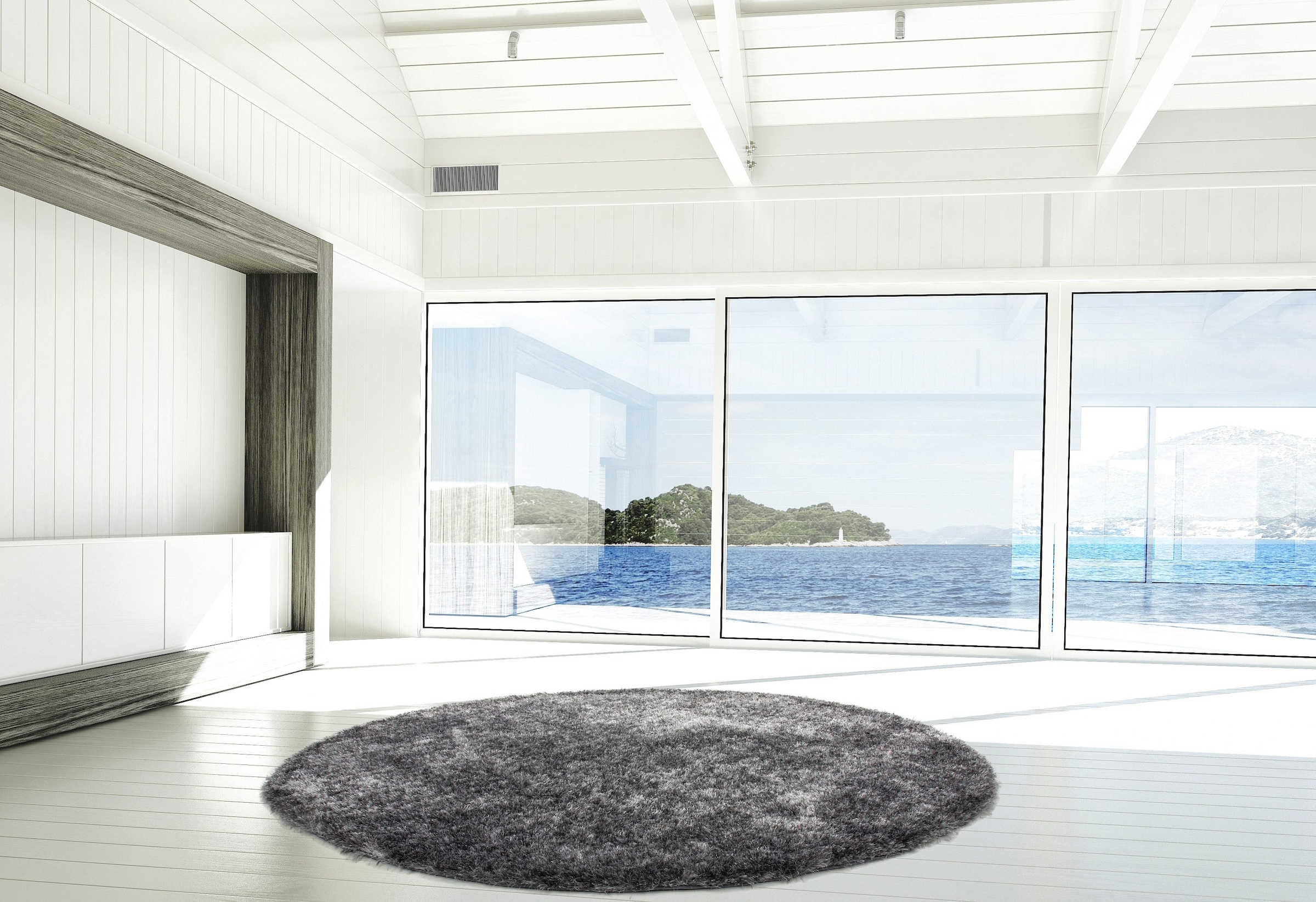 Kayoom Hochflor-Teppich »Diamond 700«, rund, 45 mm Höhe, weiche Microfaser, Langflor, Shaggy, Melange, Wohnzimmer
