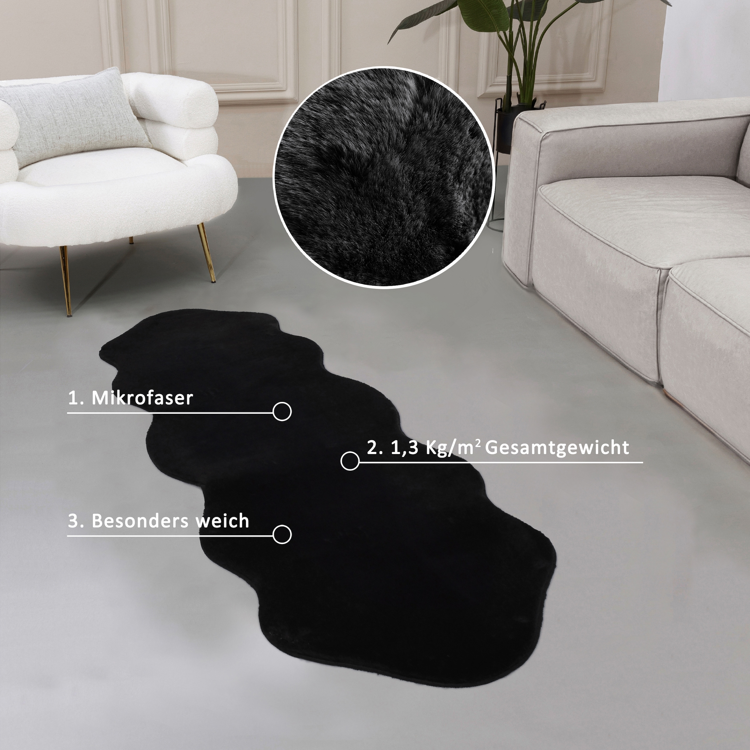 Leonique Fellteppich »Balu«, 20 mm Höhe, Kunstfell in Kaninchenfell Haptik, fußbodenheizungsgeeignet, pflegeleicht, ideale Teppiche für Wohnzimmer, Schlafzimmer, Esszimmer, Arbeitszimmer