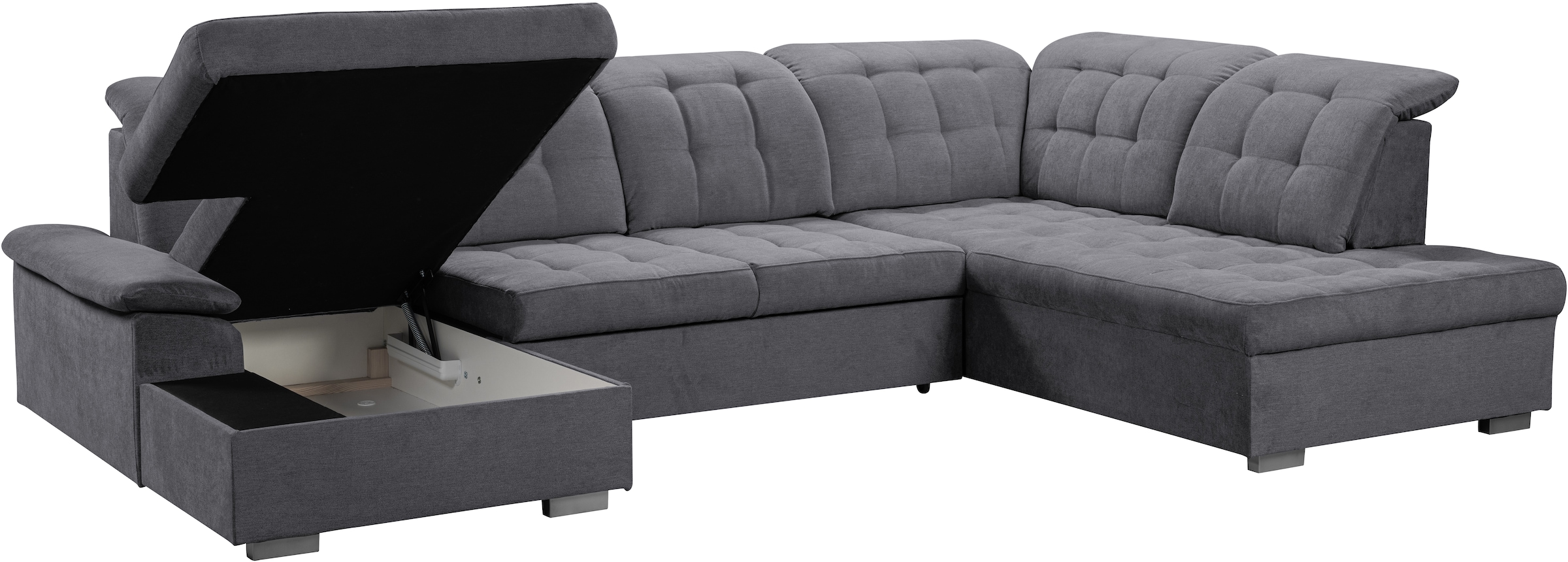 WERK2 Wohnlandschaft »Kordula-New U-Form«, Sofa in U-Form mit Schlaffunktion & Bettkasten, Schlafcouch