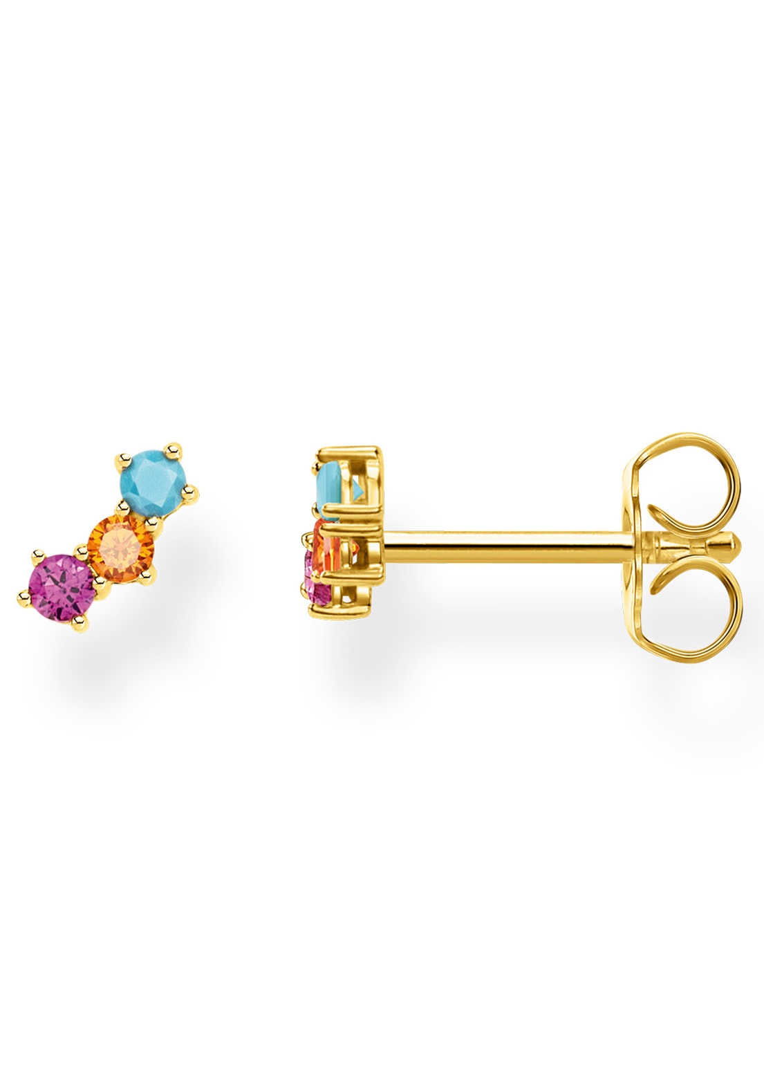THOMAS SABO Single-Ohrstecker »farbige Steine, H2132-488-7«, mit Glasstein, synth. Korund und Zirkonia