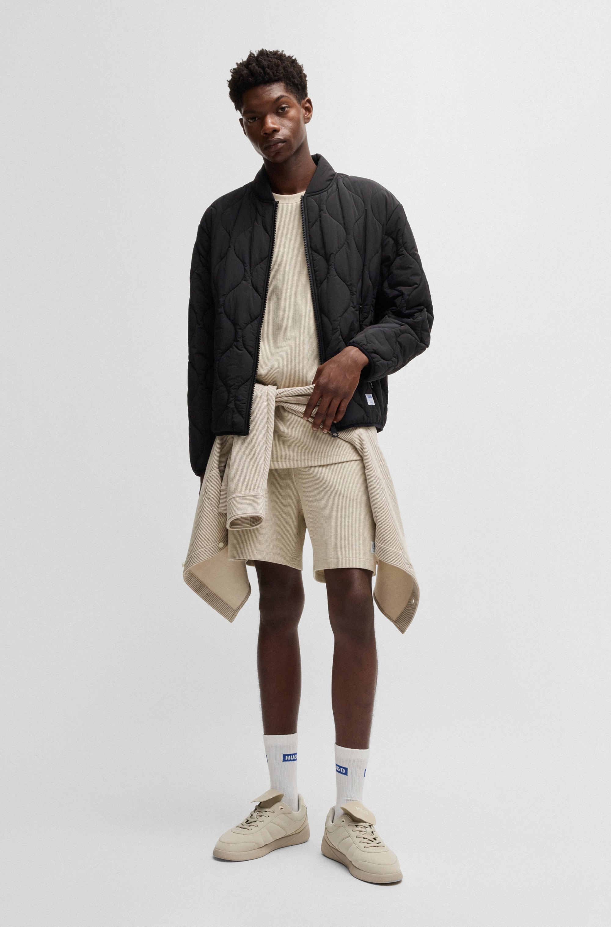 HUGO Blue T-Shirt »Nuwaffle« Rundhalsausschnitt, Regular Fit, dezentes Waffelmuster