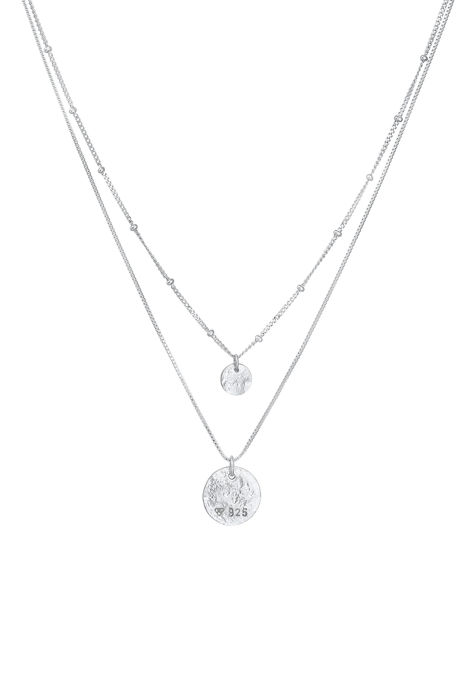 Elli Silberkette »Halskette Basic Layer Kugelkette Plättchen 925 Silber«