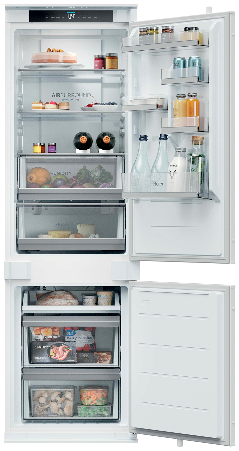 Haier Einbaukühlgefrierkombination ID Titanium 2 »HBQW5518E« 177,2 cm hoch 54 cm breit Humidity Zone: Obst, Gemüse und Salat 2x länger frisch halten