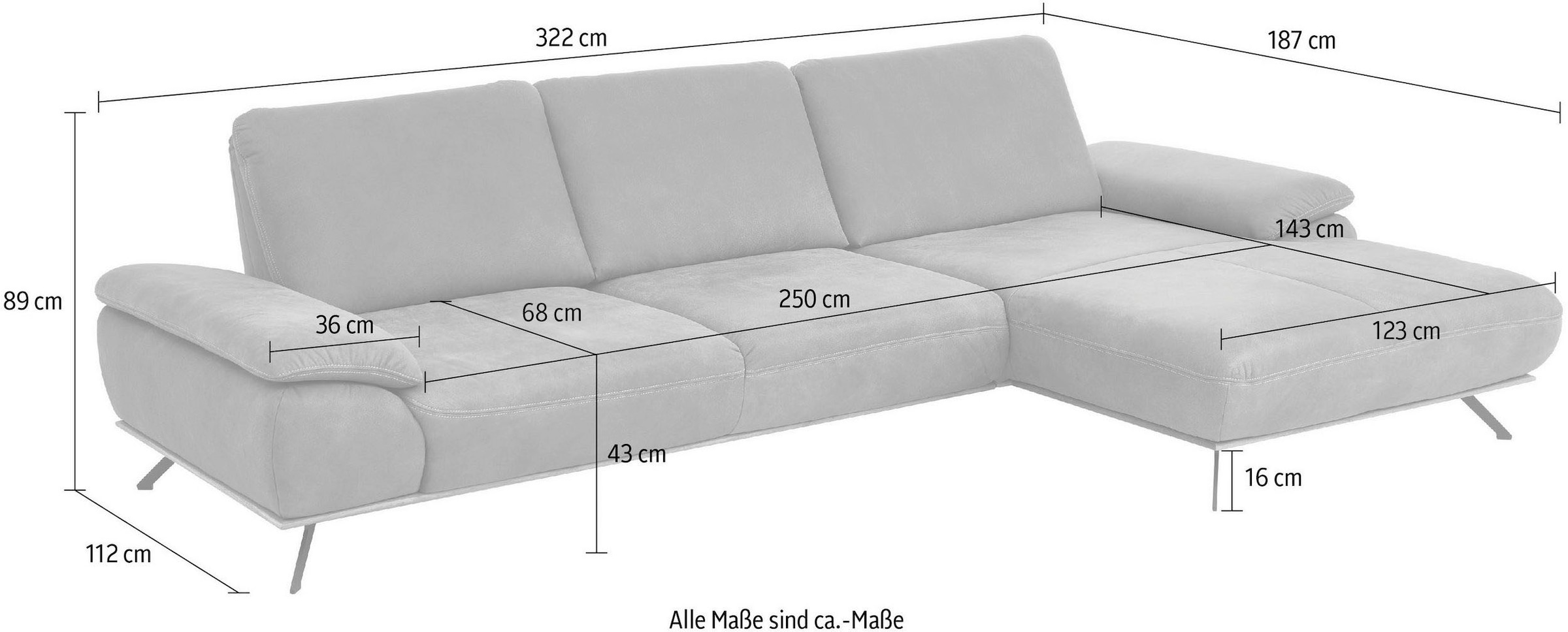 Die PlanBar Ecksofa »PN-EM18063 L-Form«, wahlweise mit echt bezogenem Rücken und Sitztiefenverstellung