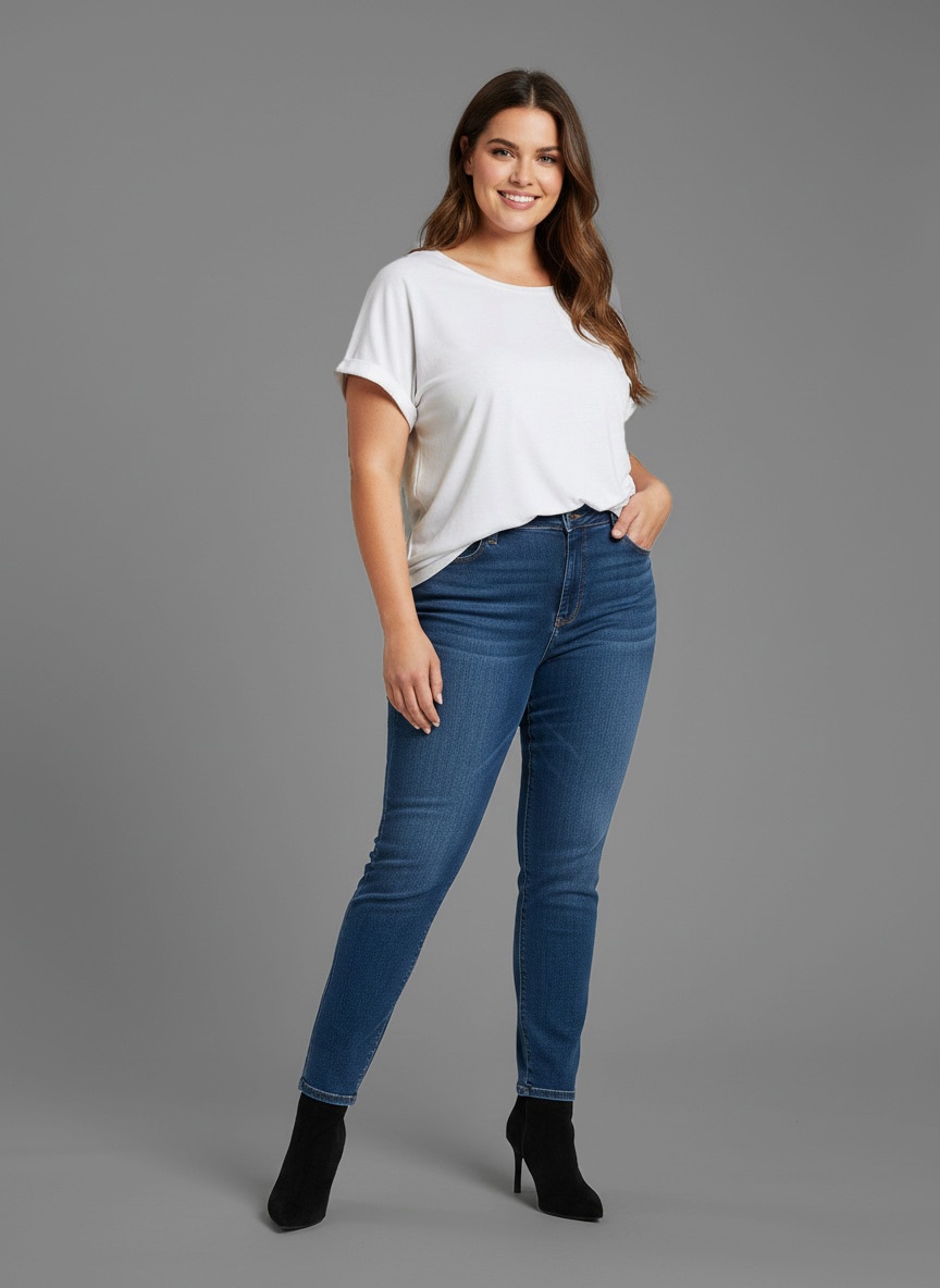 Laura Scott CURVE T-Shirt, (2 tlg.), im 2er Pack mit modischem Ärmelaufschlag - GROSSE GRÖSSEN