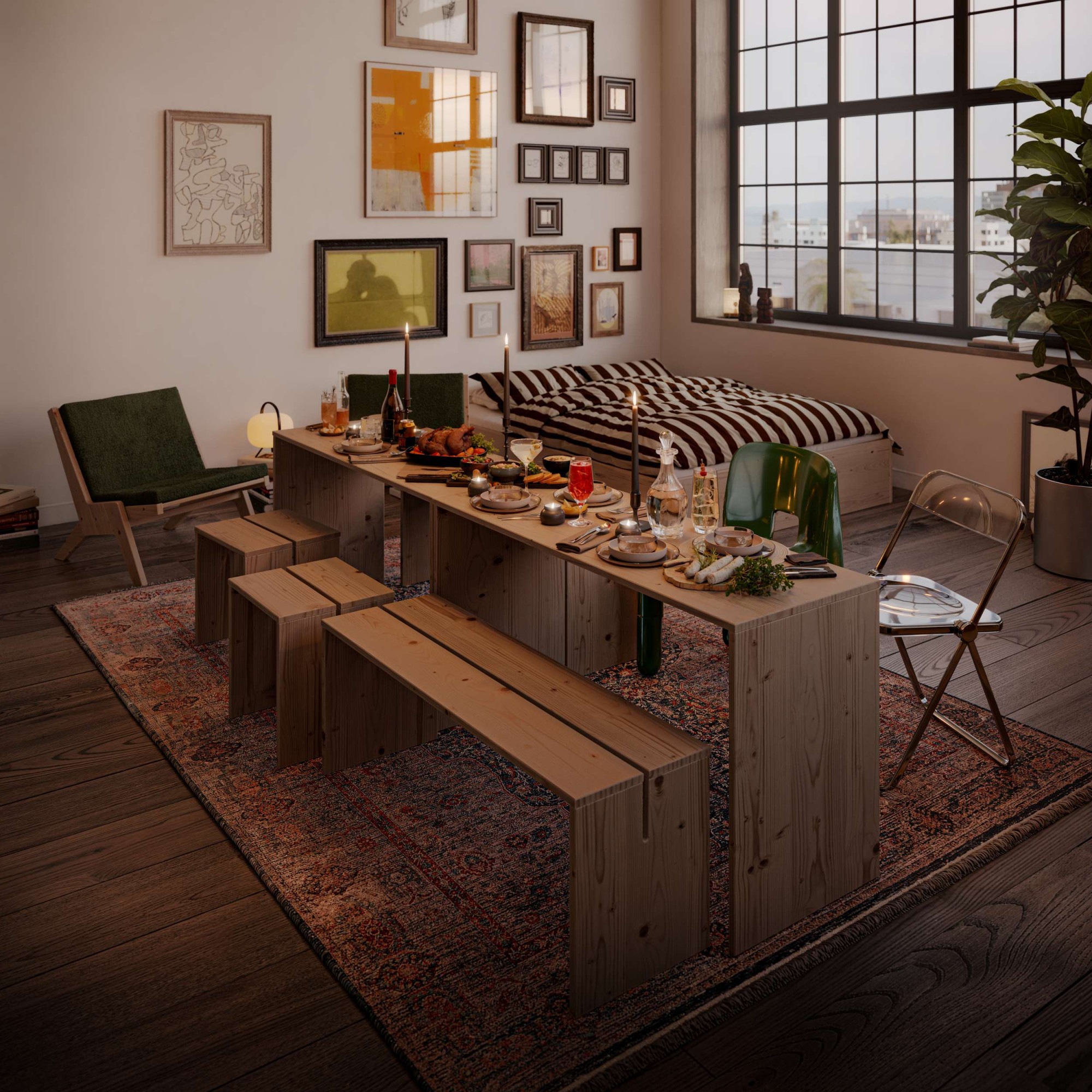 Karup Design Essbank »Join-In Bench, stabile Sitzbank, aus FSC®-Massivholz« minimalistisches Design, langlebig, flexibel, vielseitig éinsetzbar