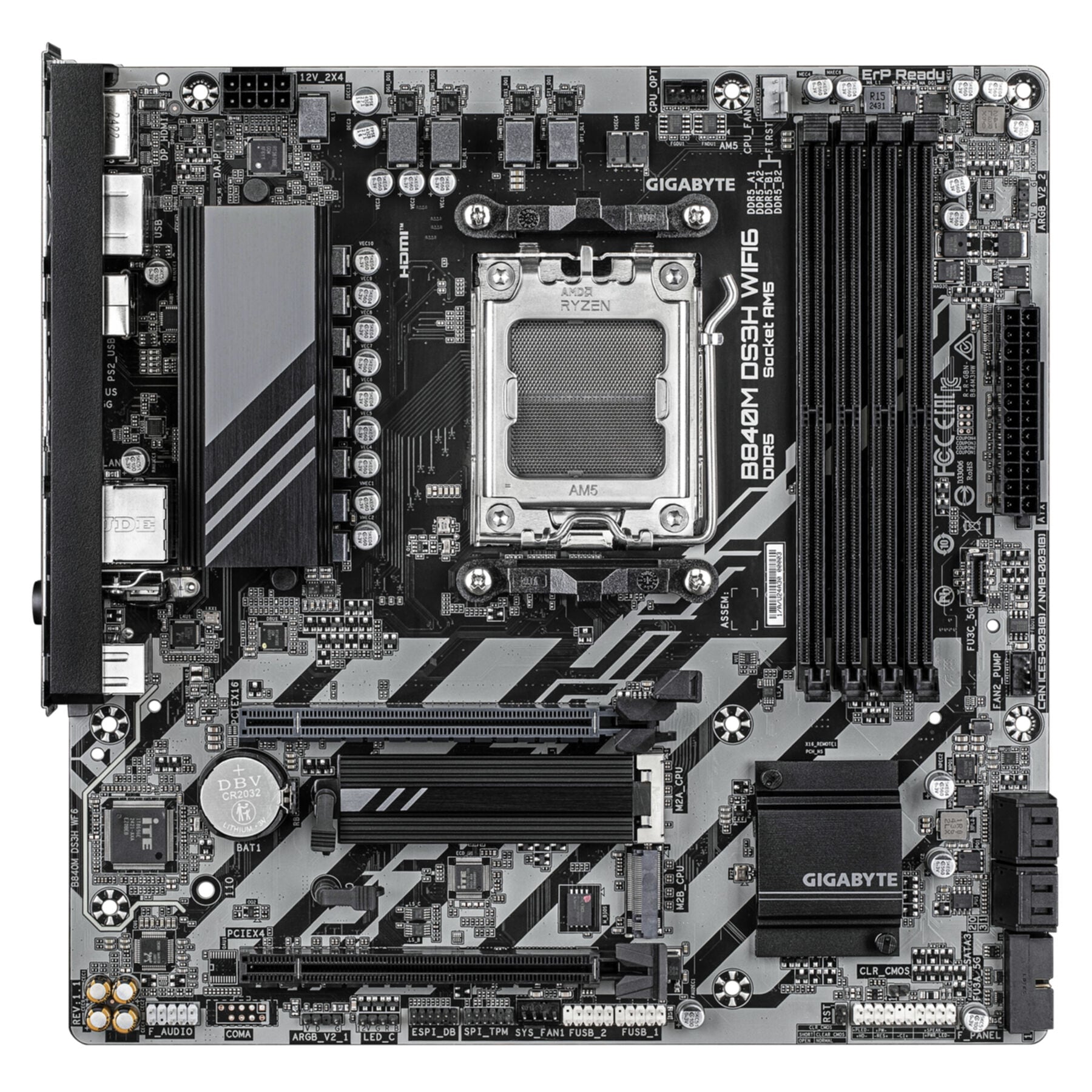 Gigabyte Mainboard »B840M DS3H WIFI6 Mainboard – AMD Ryzen 9000 Prozessoren, 8+2+2 Phasen«