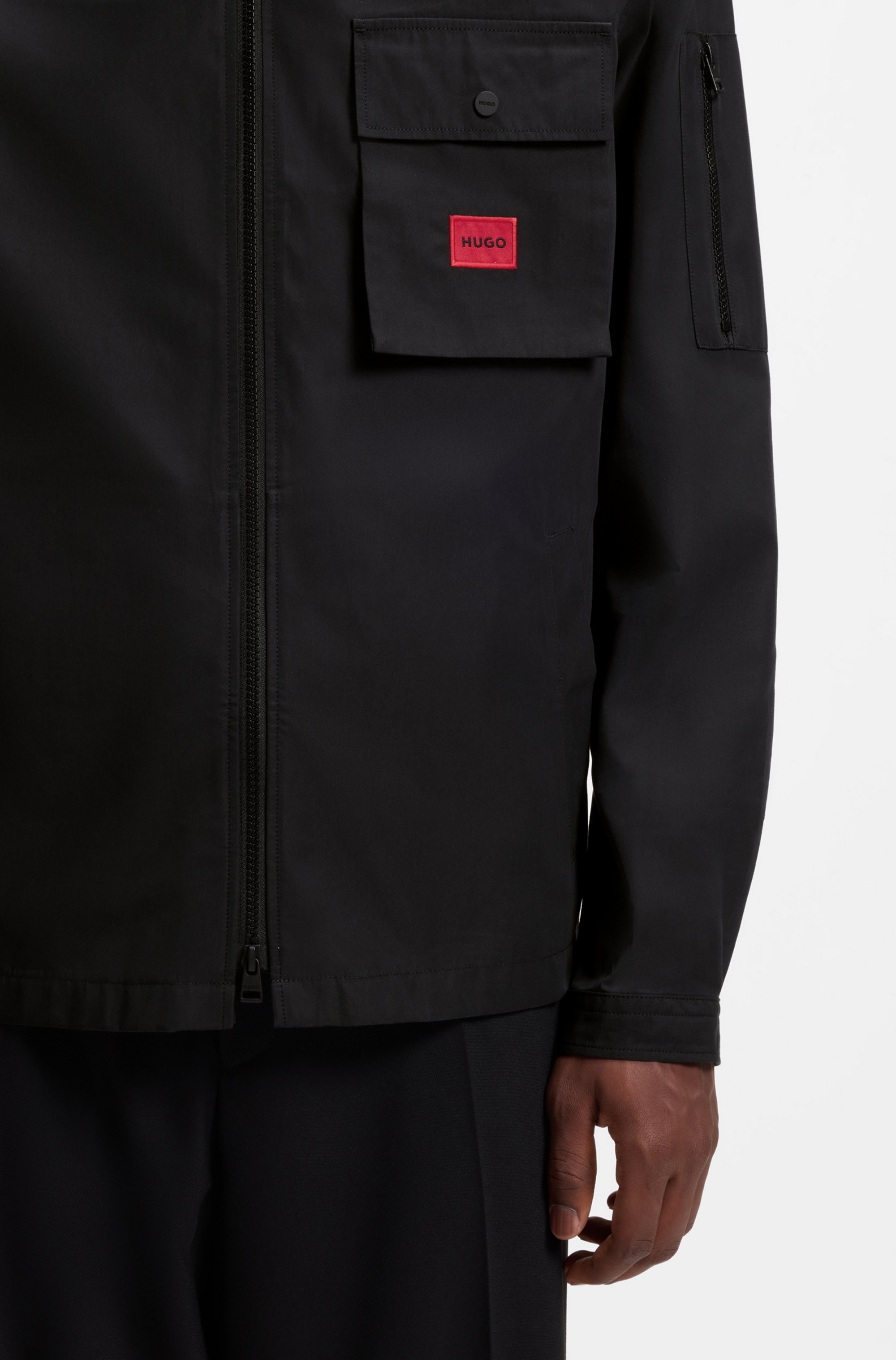 HUGO Langarmhemd »Emmond« Oversize Fit, 2-Wege-Zipper, Baumwoll-Mix