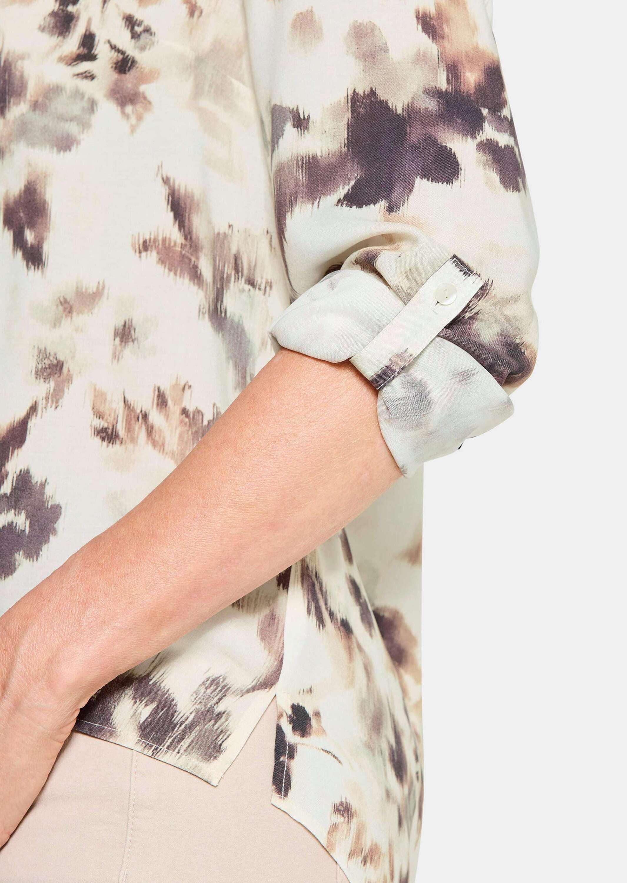 GOLDNER Schlupfbluse »Kurzgröße Langarmbluse mit V-Ausschnitt, Print«