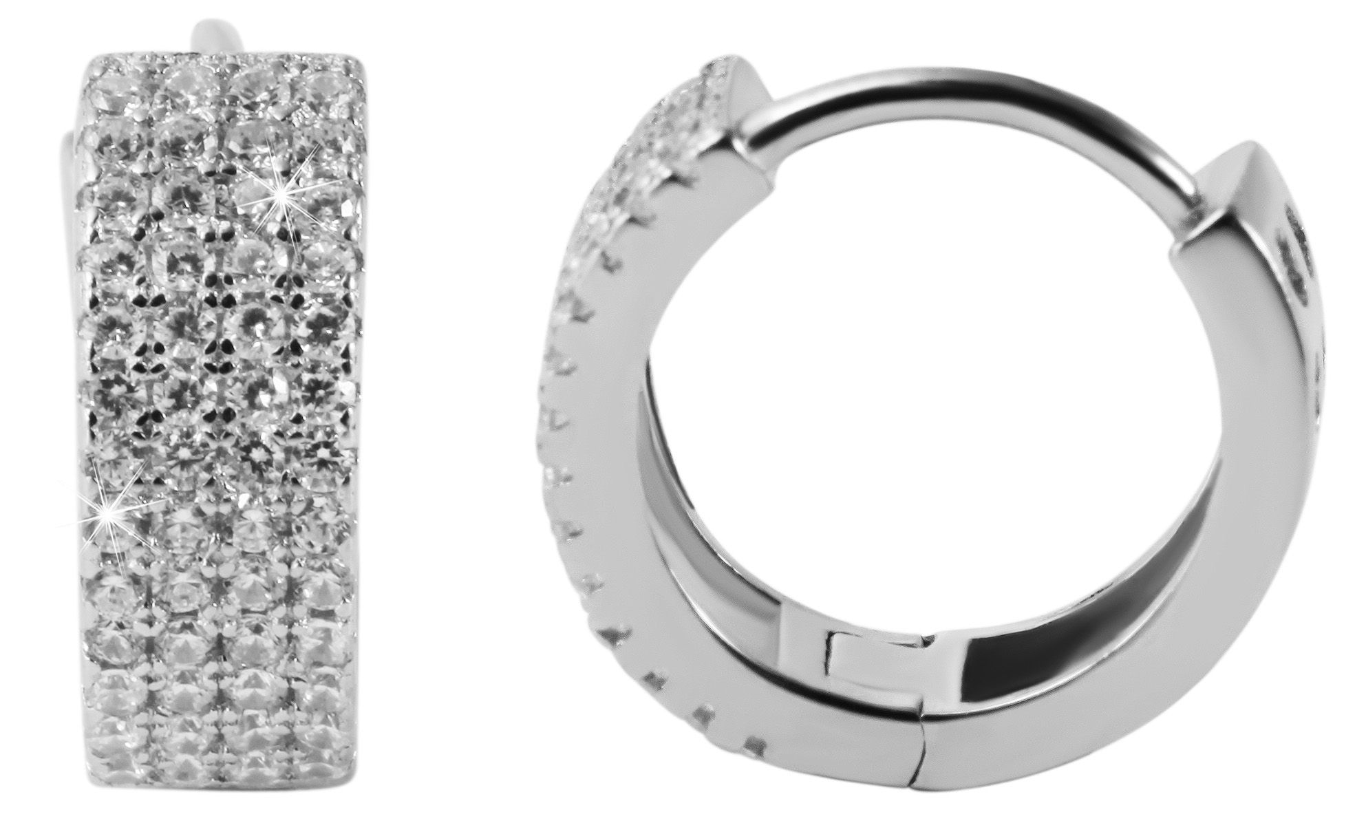 Adelia´s Paar Creolen »Damen Ohrringe ¿ Klappcreole Herz aus 925 Silber mit Zirkonia«