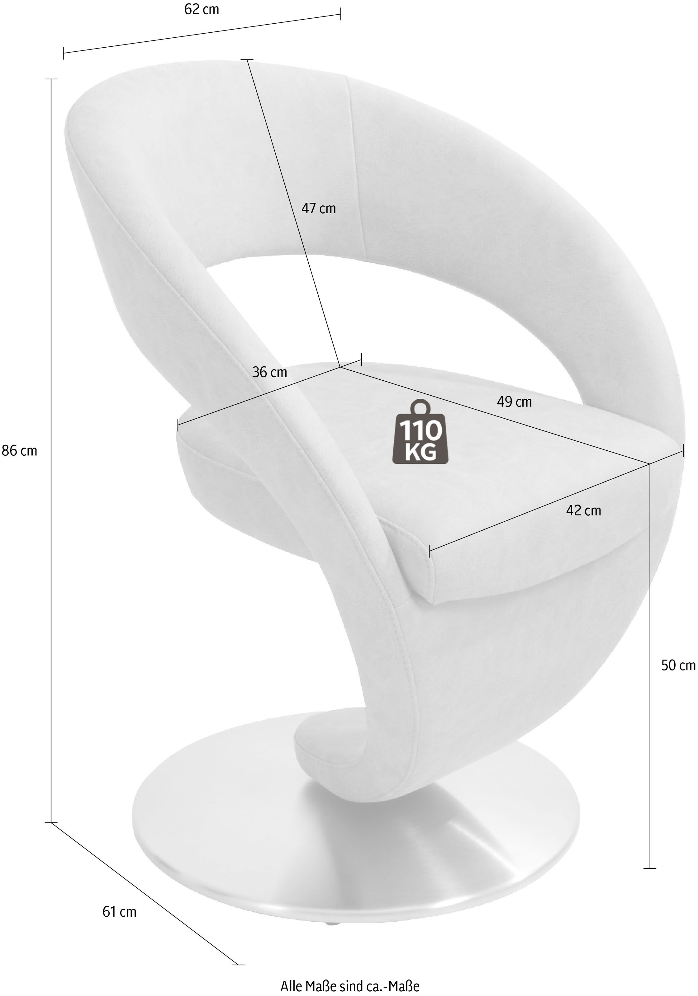 K+W Komfort & Wohnen Drehstuhl »Wave«, Design-Drehstuhl, schwarzer Drehteller