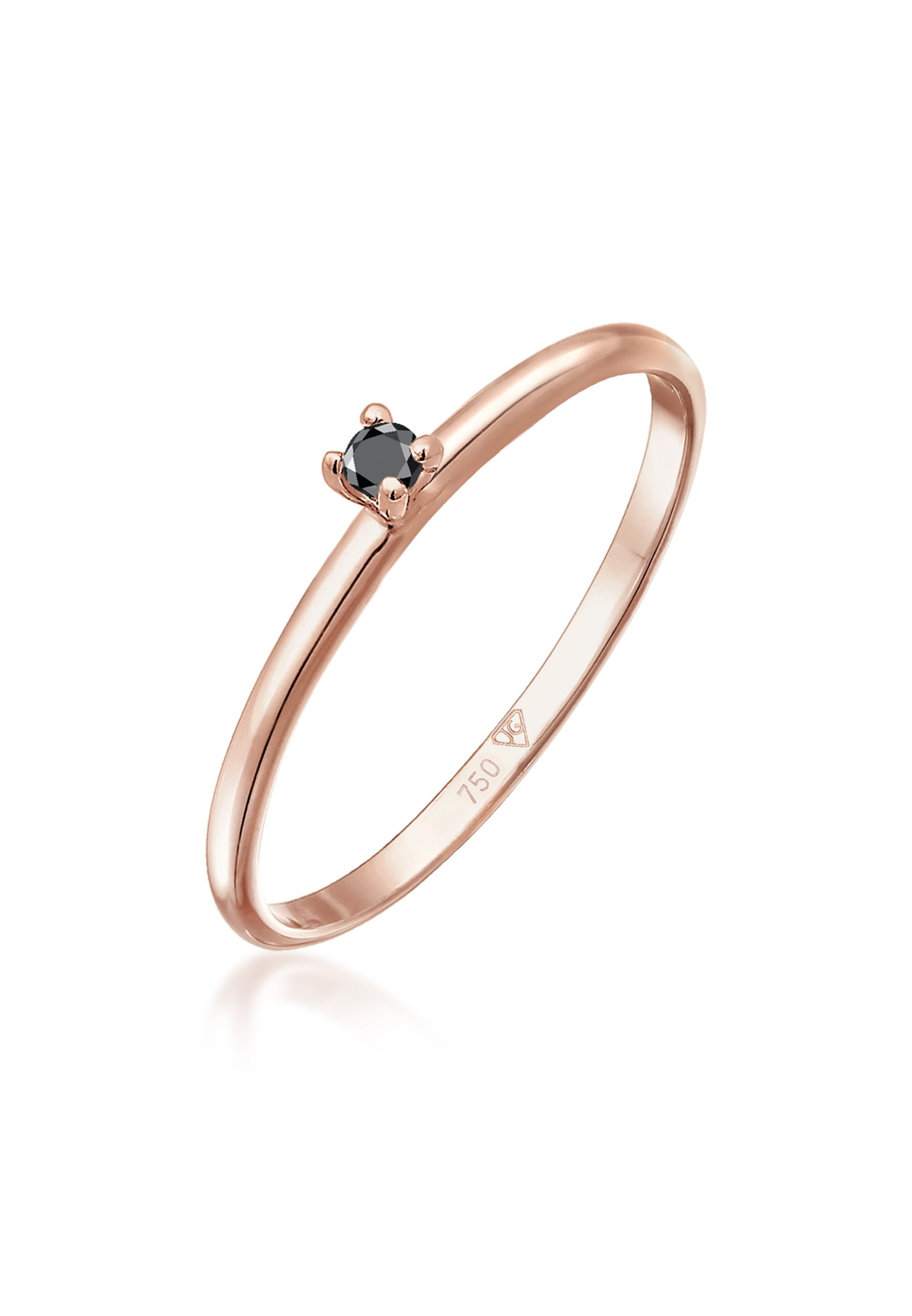 Diamantring »Ring Solitär Schwarzer Diamant (0.015 ct) 750 Roségold«