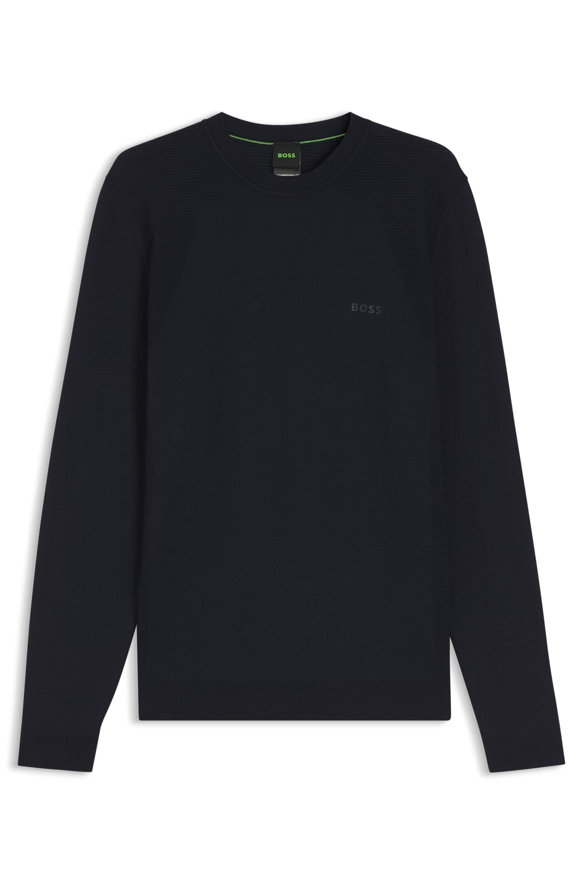 BOSS GREEN Strickpullover Rundhalsauswschnitt, Regular Fit, Struktur-Strick