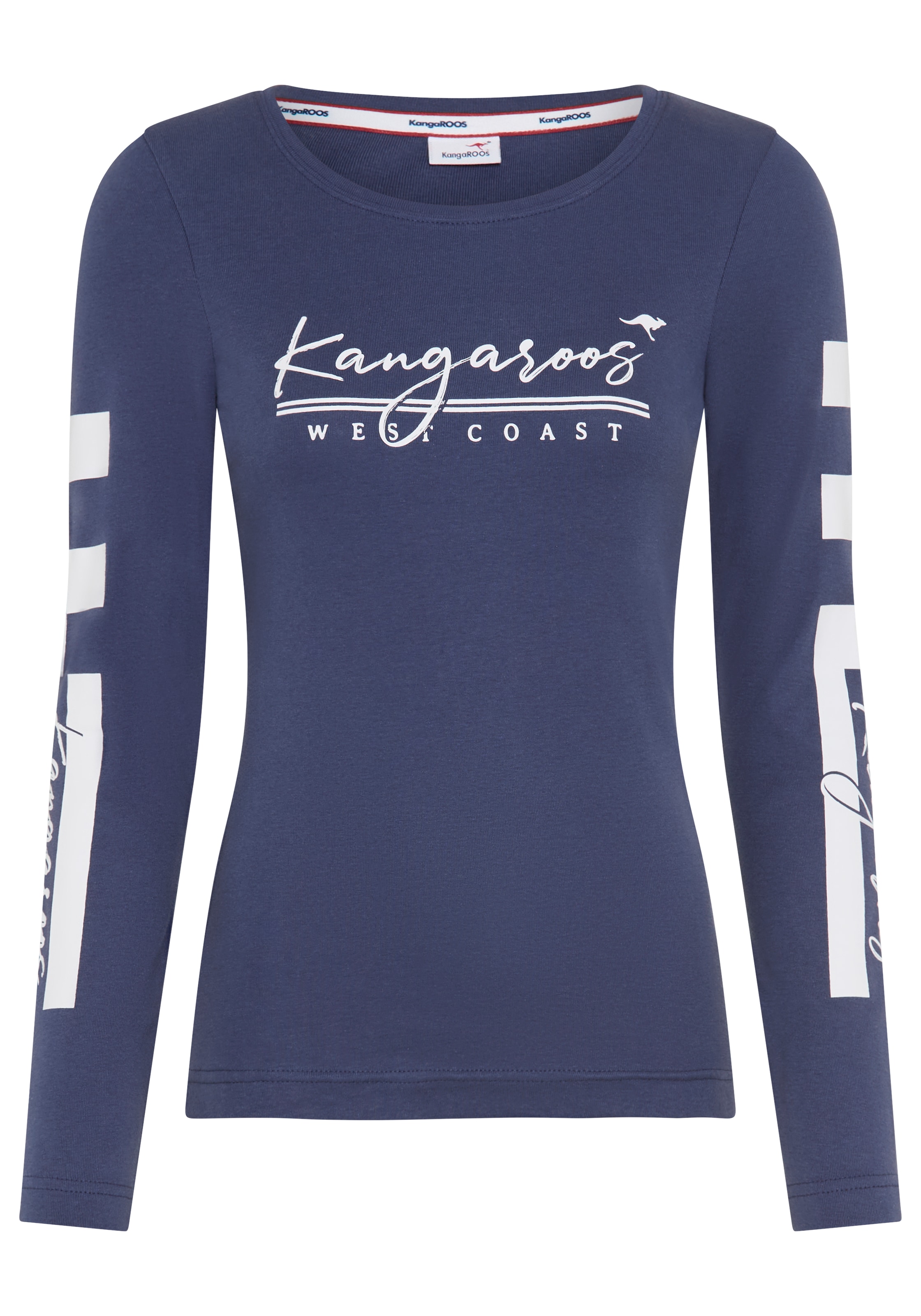 KangaROOS Langarmshirt mit Rundhalsausschnitt, hüftbedeckende Länge, Langarm-Design