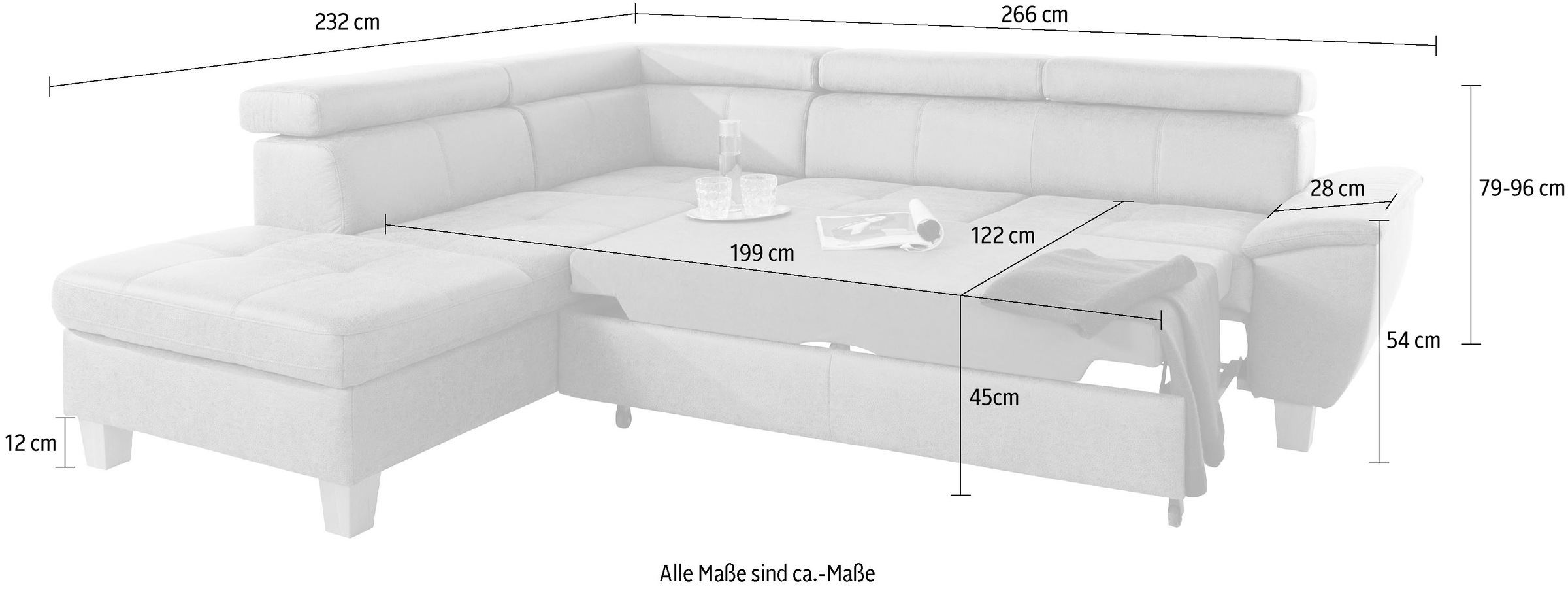 exxpo - sofa fashion Ecksofa »Enya, aufwendige Detailverarbeitung, hoher Sitzkomfort, bequem, L-Form«, mit Kopfteilverstellung, wahlweise Bettfunktion u. Bettkasten