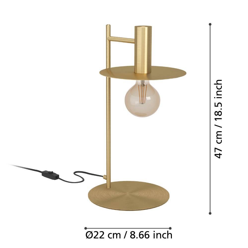EGLO Tischleuchte »ESCANDELL«, 1 flammig, Leuchtmittel E27 | ohne Leuchtmittel, Nachttischlampe, Tischleuchte aus Metall in Messing-gebürstet, E27