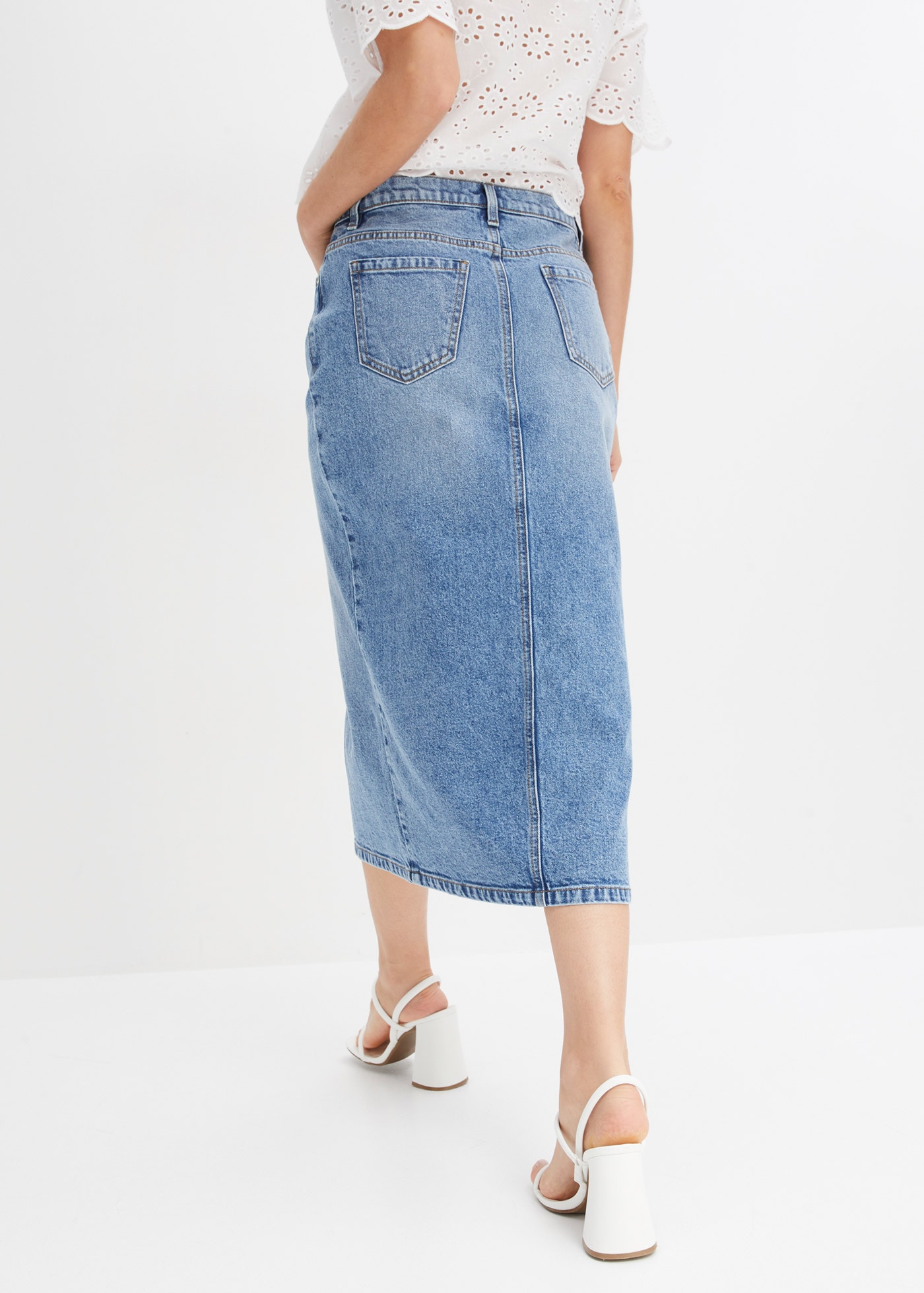 bonprix Jeansrock regular fit, mit Gehschlitz, 5-Pocket-Stil