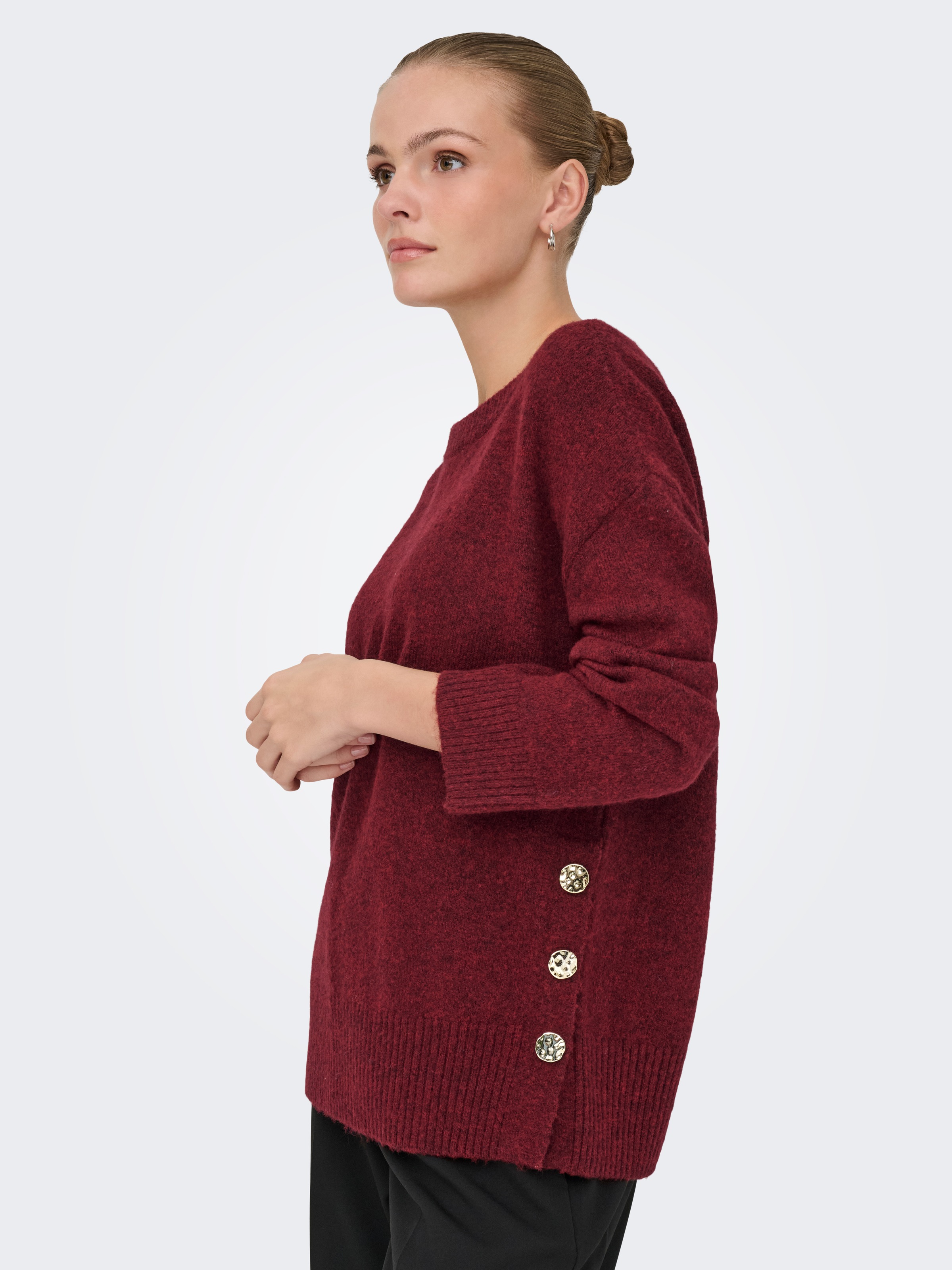 ONLY Strickpullover »ONLRENE LIFE LS BUTTON O-NECK CC KNT«