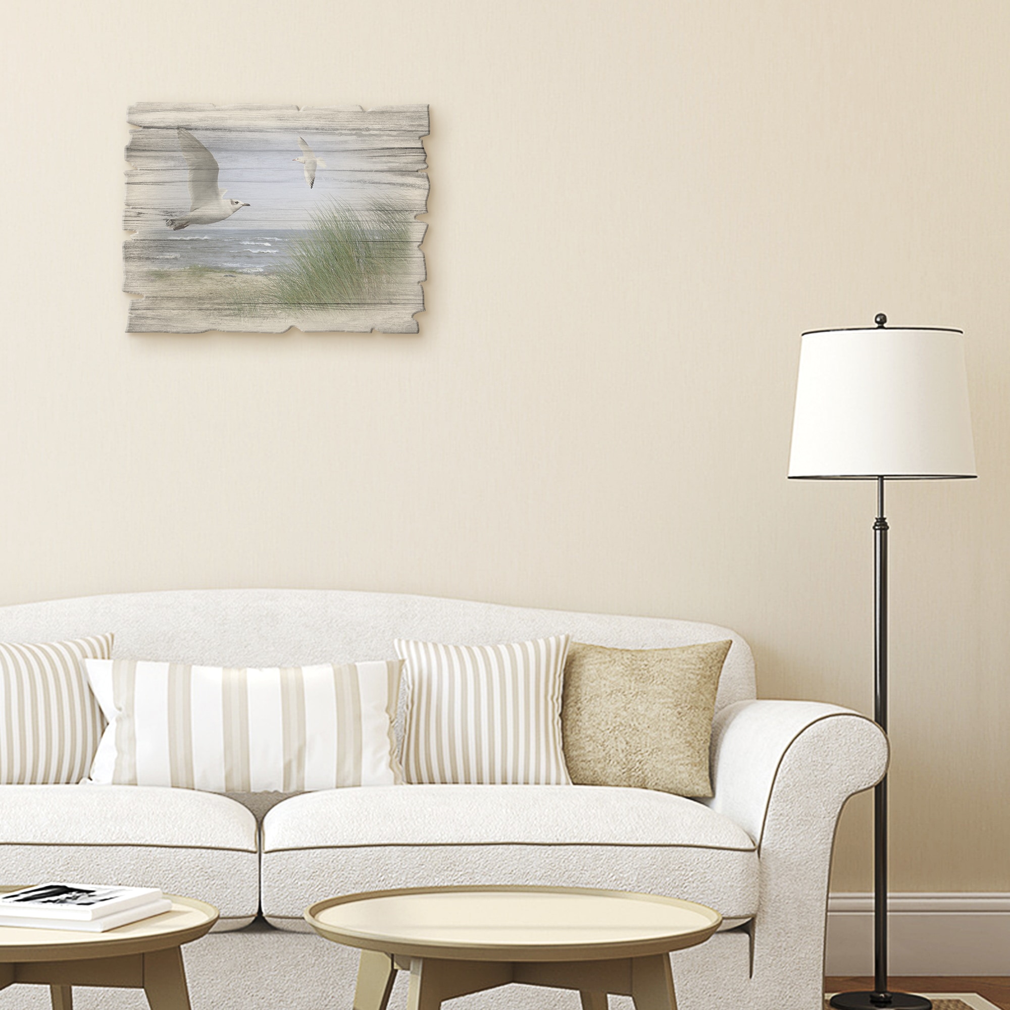 Artland Holzbild »Nordseestrand mit Möwen« Strand 1 Stk. tlg.