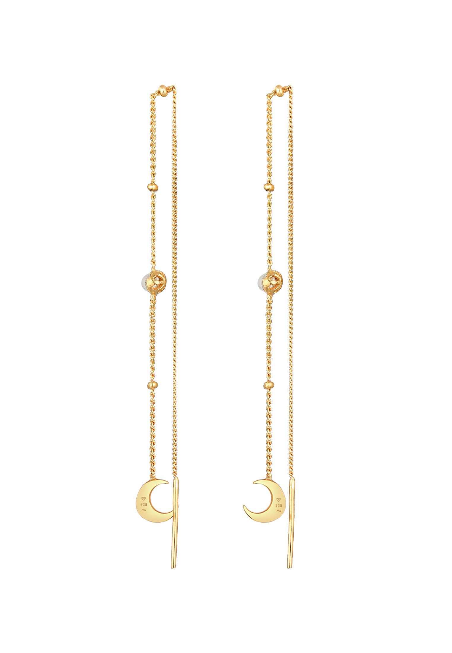 Elli Ohrring und Ketten Set »Schmuckset Halbmond Mond Mondstein Astro 925 Silber«