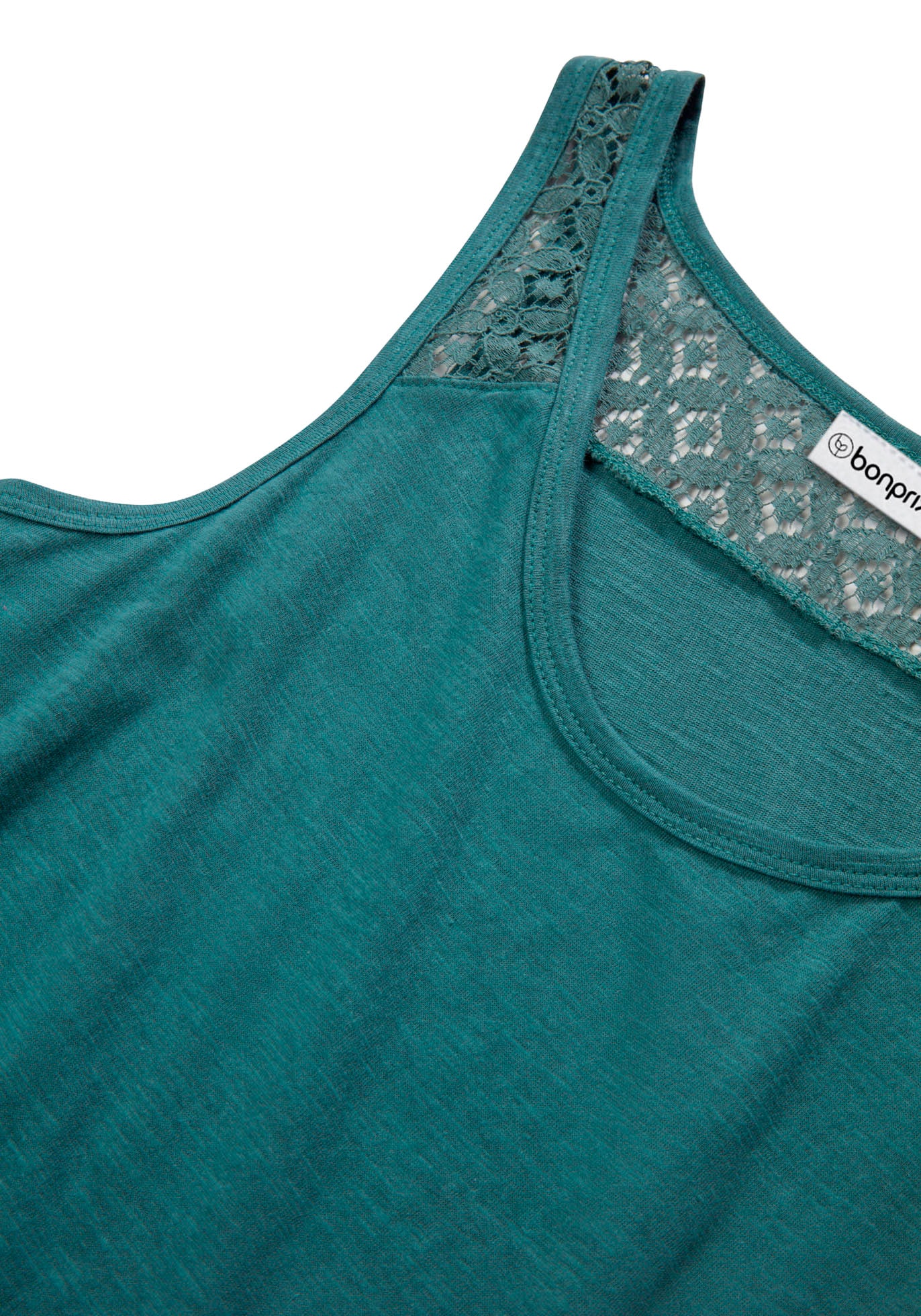 bonprix Shirtkleid mit dekorativer Spitze, aus Baumwolle, schmale Passform, ärmellos