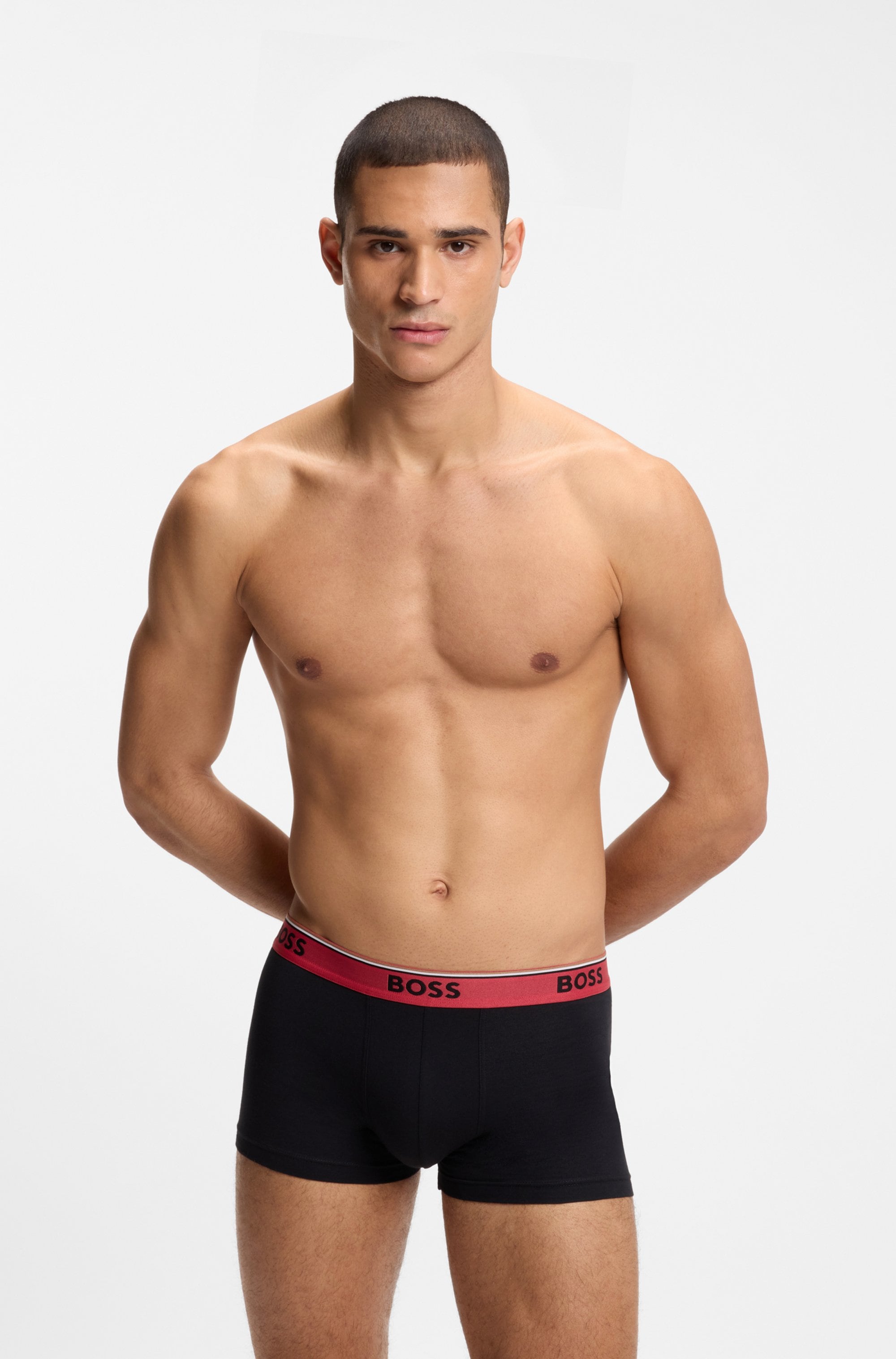 BOSS Trunk Packung, 3 Stk. aus Stretch-Baumwolle mit Logo-Bund, mittlere Bundhöhe