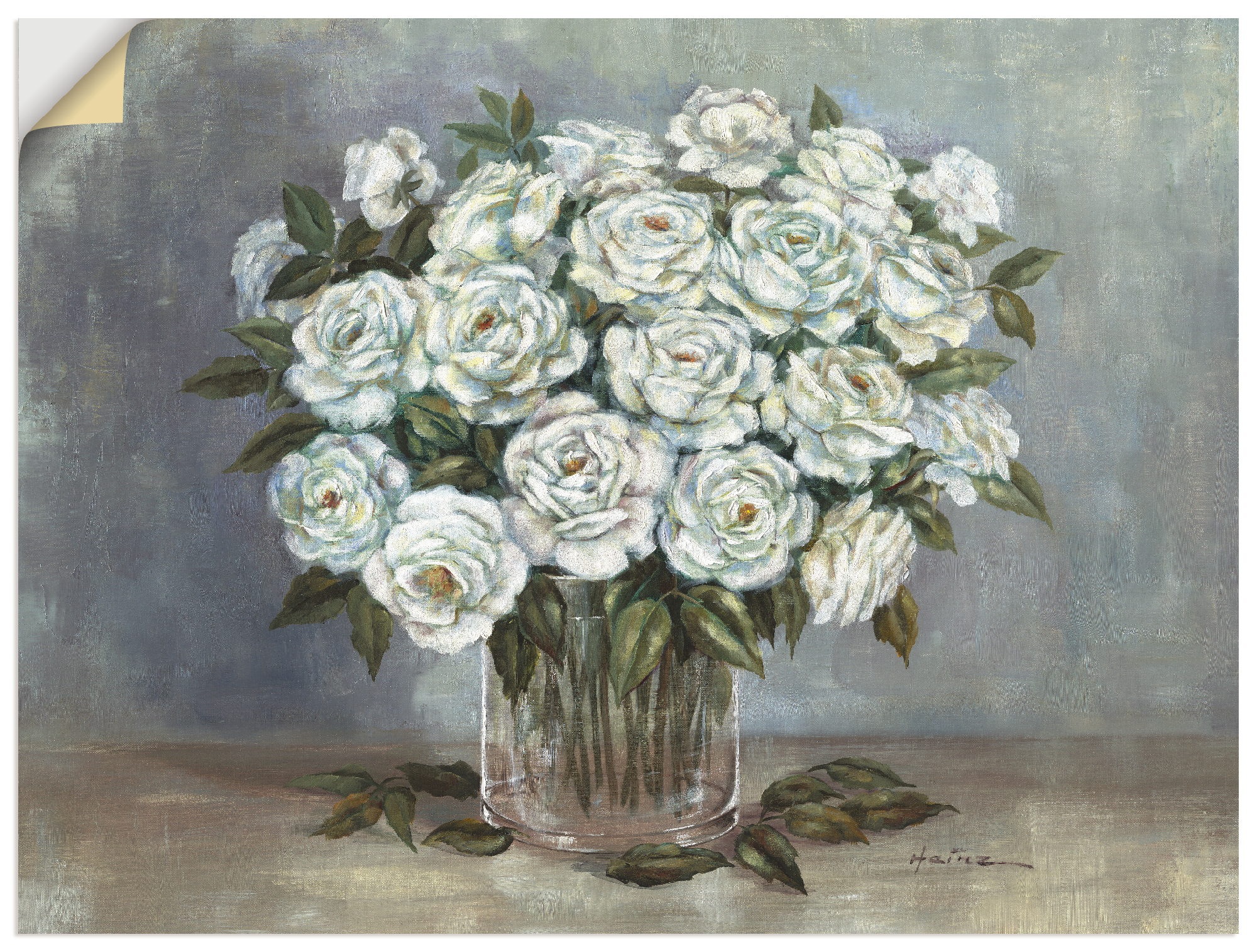 Artland Wandbild »Weiße Rosen«, Blumen, (1 St.), in vielen Größen & Produktarten - Alubild / Outdoorbild für den Außenbereich, Leinwandbild, Poster, Wandaufkleber / Wandtattoo auch für Badezimmer geeignet