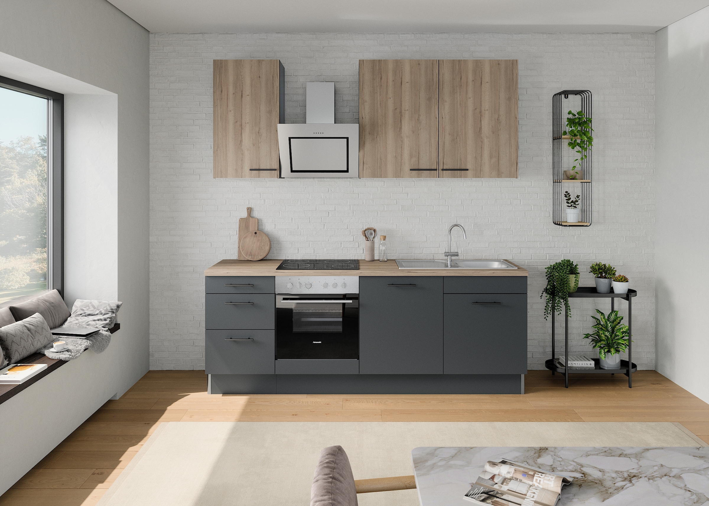 OPTIFIT Küchenzeile »Fiona«, Breite 230 cm, mit Hanseatic-E-Geräten in Premium oder Basic