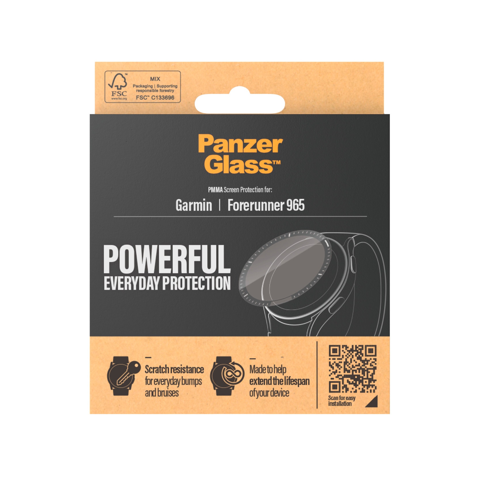 PanzerGlass Displayschutzglas »Screen Protector Glass«, für Garmin Forerunner 965, Displayschutzfolie, Schutzfolie, Bildschirmschutz, kratz- & stoßfest