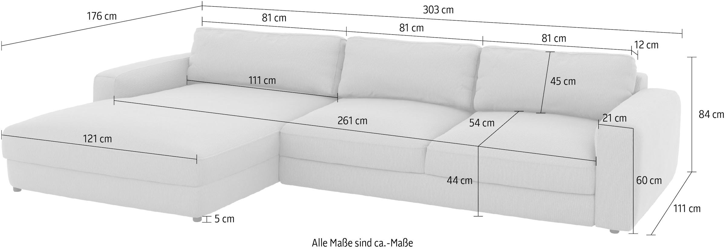 Places of Style Ecksofa »Bloomfield, L-Form«, wahlweise mit Bettfunktion und Bettkasten