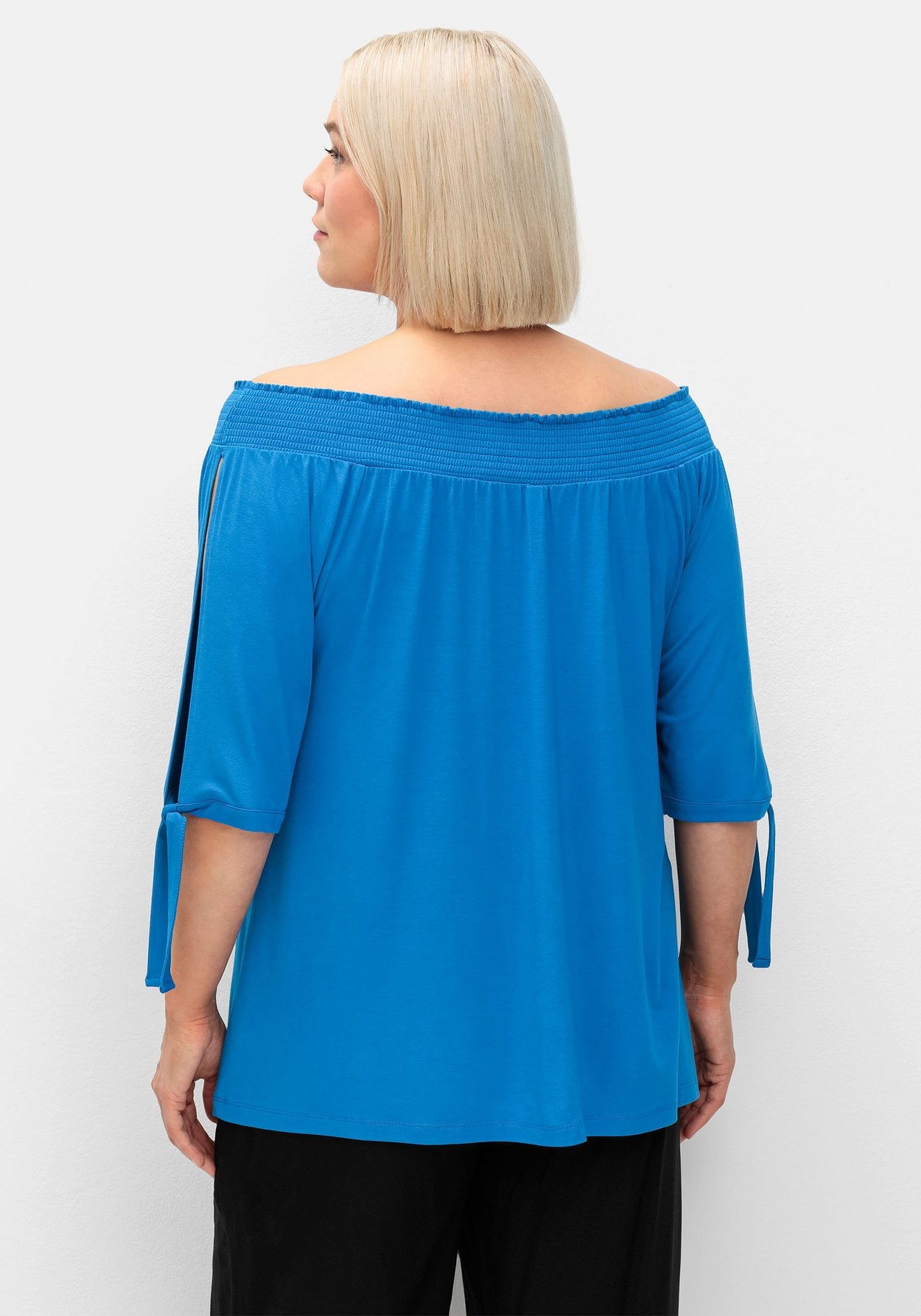 Sheego T-Shirt »Carmenshirt mit Smokeinsatz«