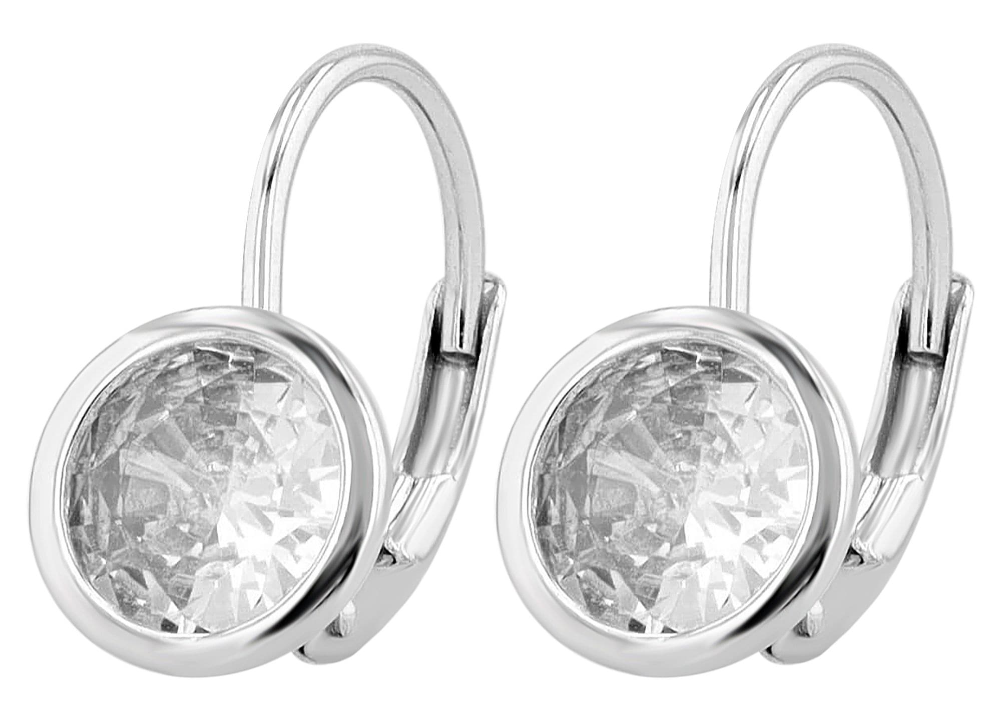 Adelia´s Paar Creolen »Damen Ohrringe ¿ Klappcreole aus 925 Silber mit Zirkonia«