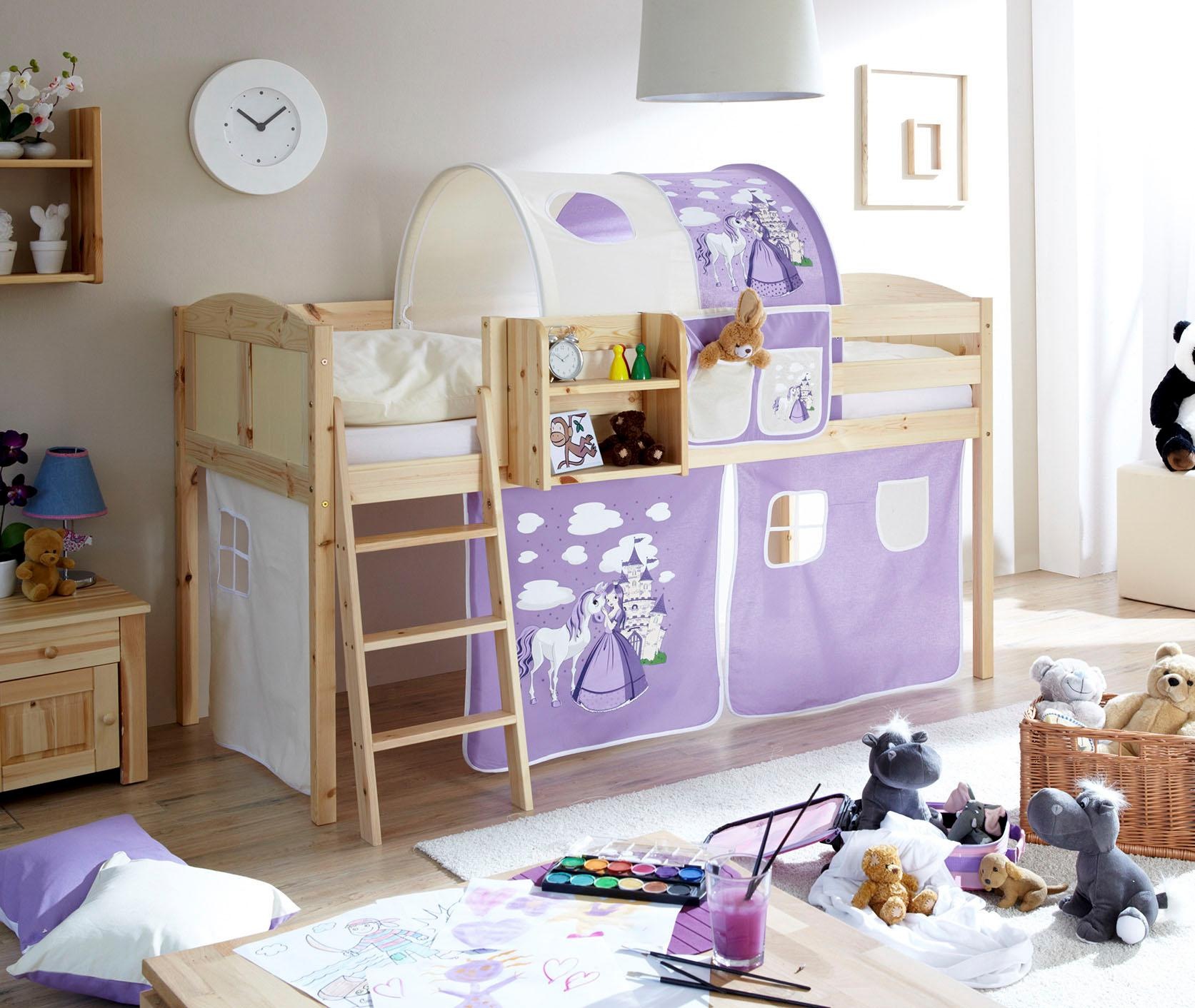 Ticaa Hochbett »Eric«, mit Rollrost und Textil-Set wahlweise mit Matratze, Kiefer kaufen