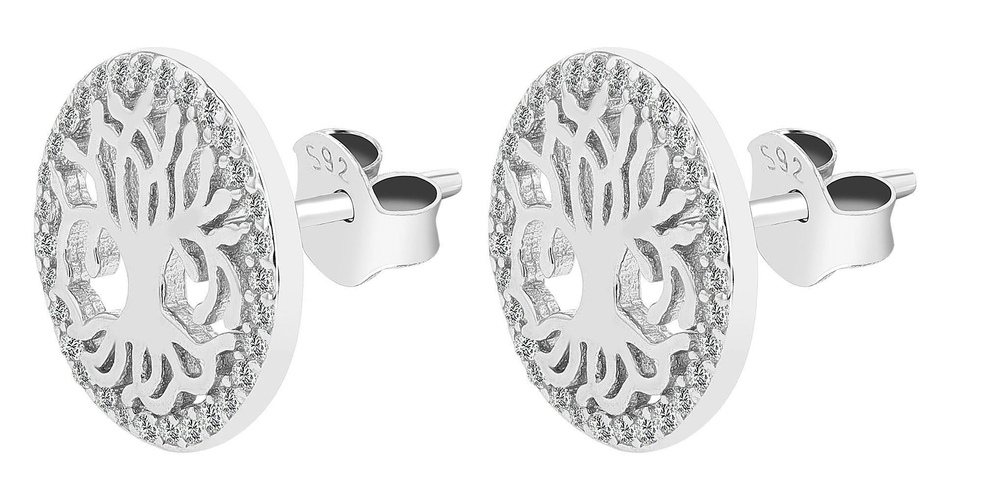 Adelia´s Paar Ohrstecker »Damen Ohrringe ¿ Ohrstecker Lebensbaum aus 925 Silber mit Zirkonia«