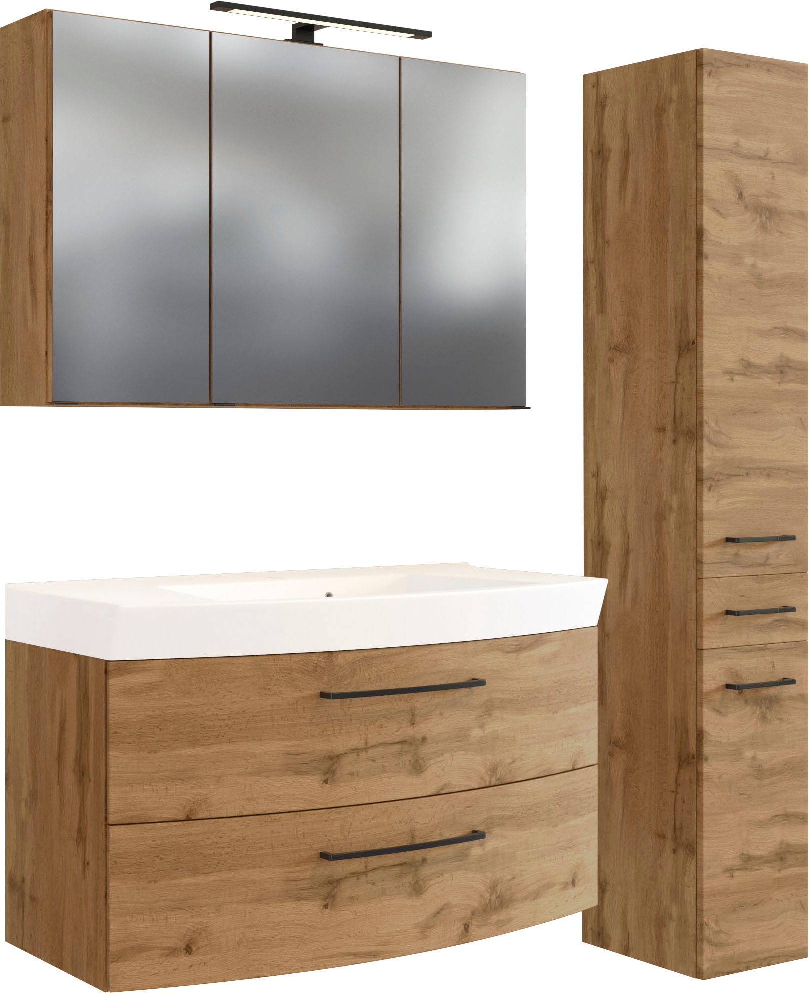 Welltime Badmöbel-Set »Chicago« 3 Stk. tlg. in braun, Größe B/H/T: 130 cm cm x 200 cm cm x 50 cm cm